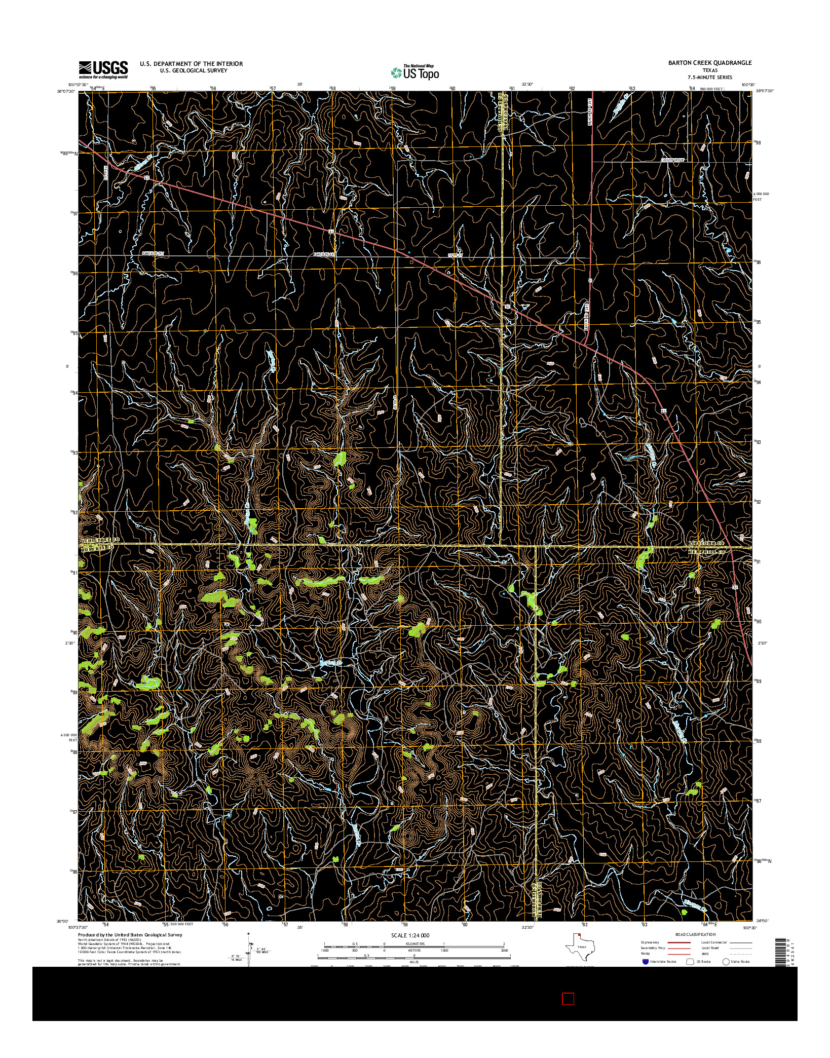 USGS US TOPO 7.5-MINUTE MAP FOR BARTON CREEK, TX 2016