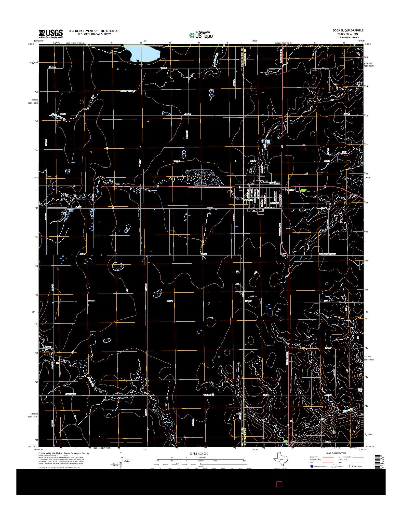 USGS US TOPO 7.5-MINUTE MAP FOR BOOKER, TX-OK 2016