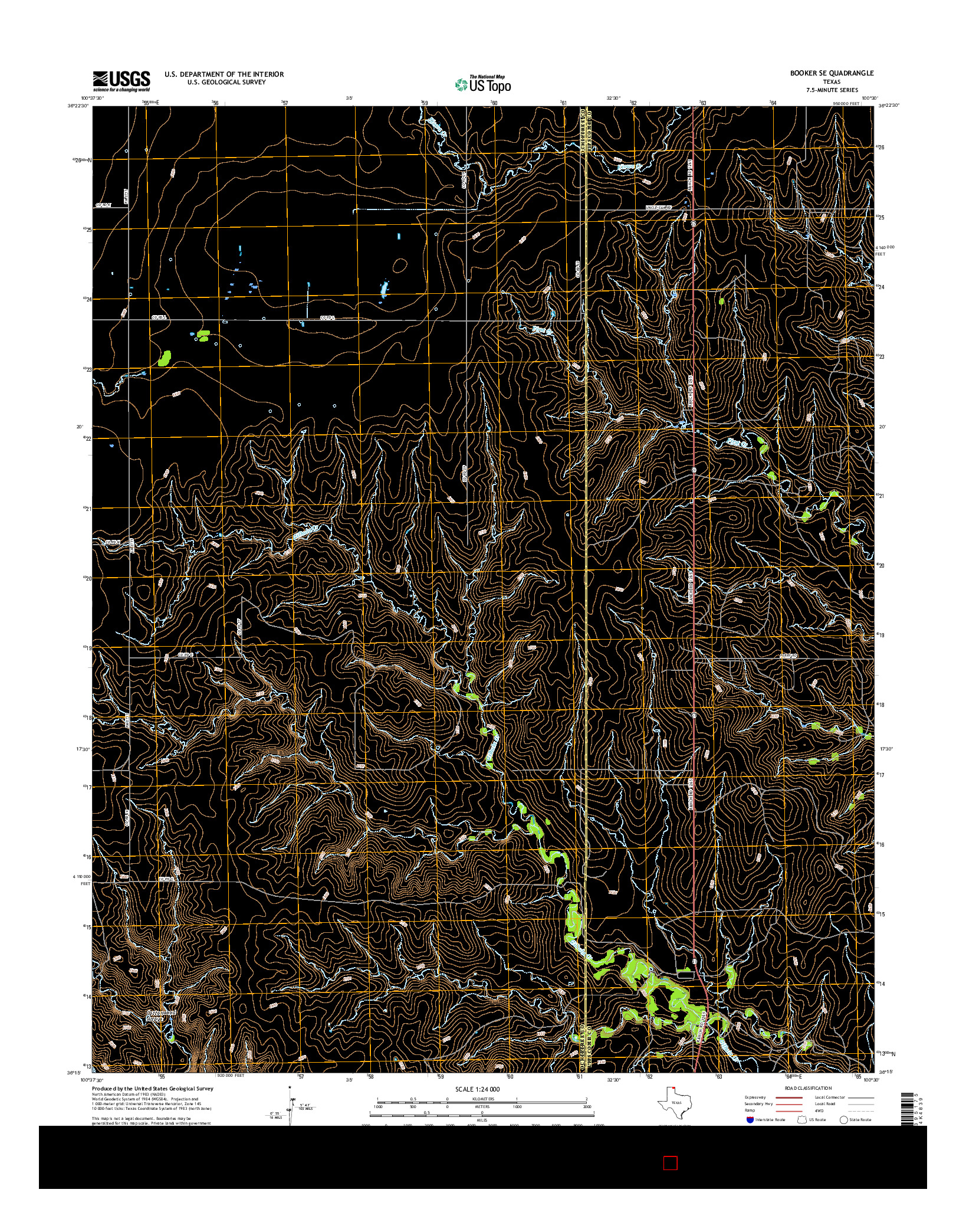 USGS US TOPO 7.5-MINUTE MAP FOR BOOKER SE, TX 2016