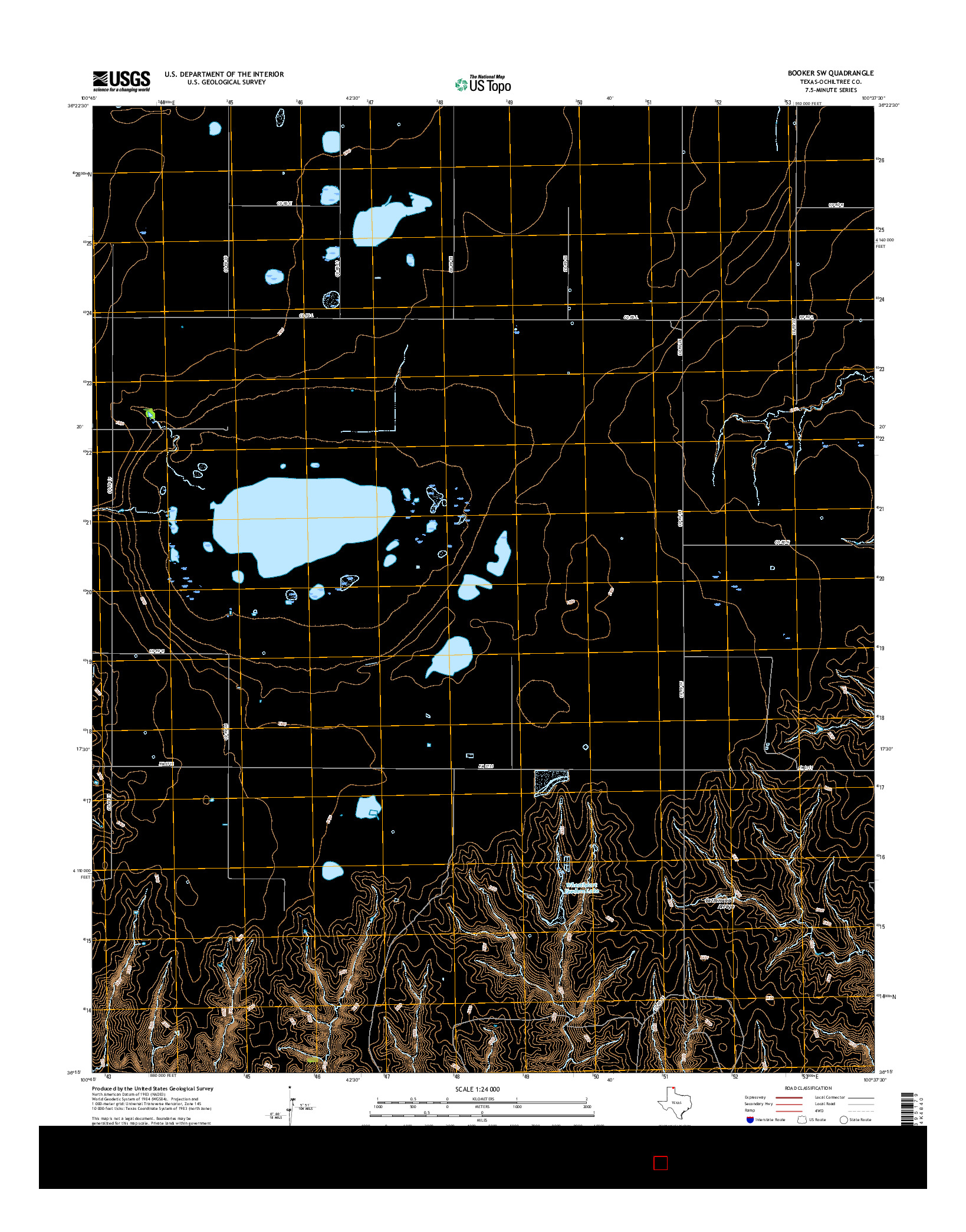 USGS US TOPO 7.5-MINUTE MAP FOR BOOKER SW, TX 2016