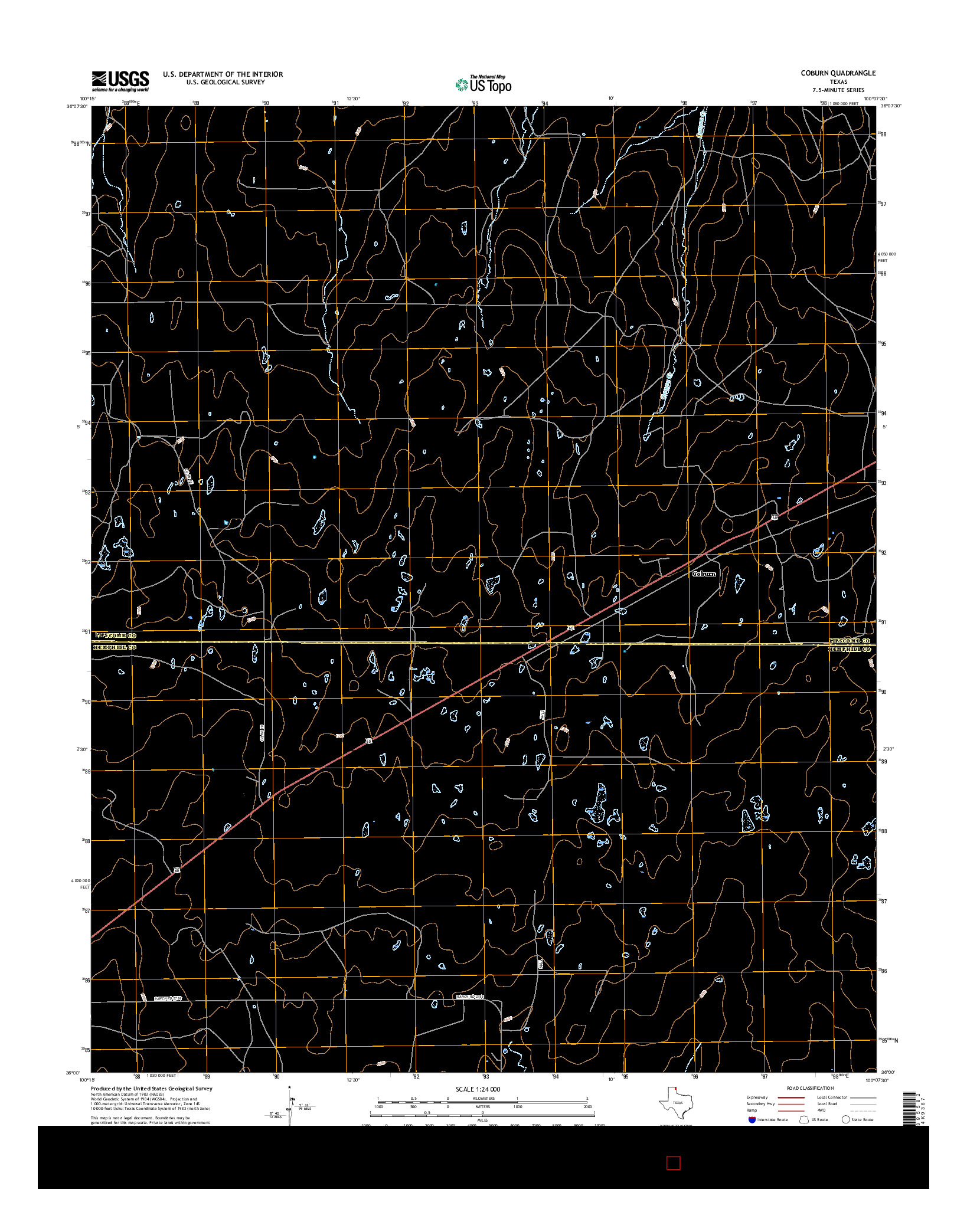 USGS US TOPO 7.5-MINUTE MAP FOR COBURN, TX 2016