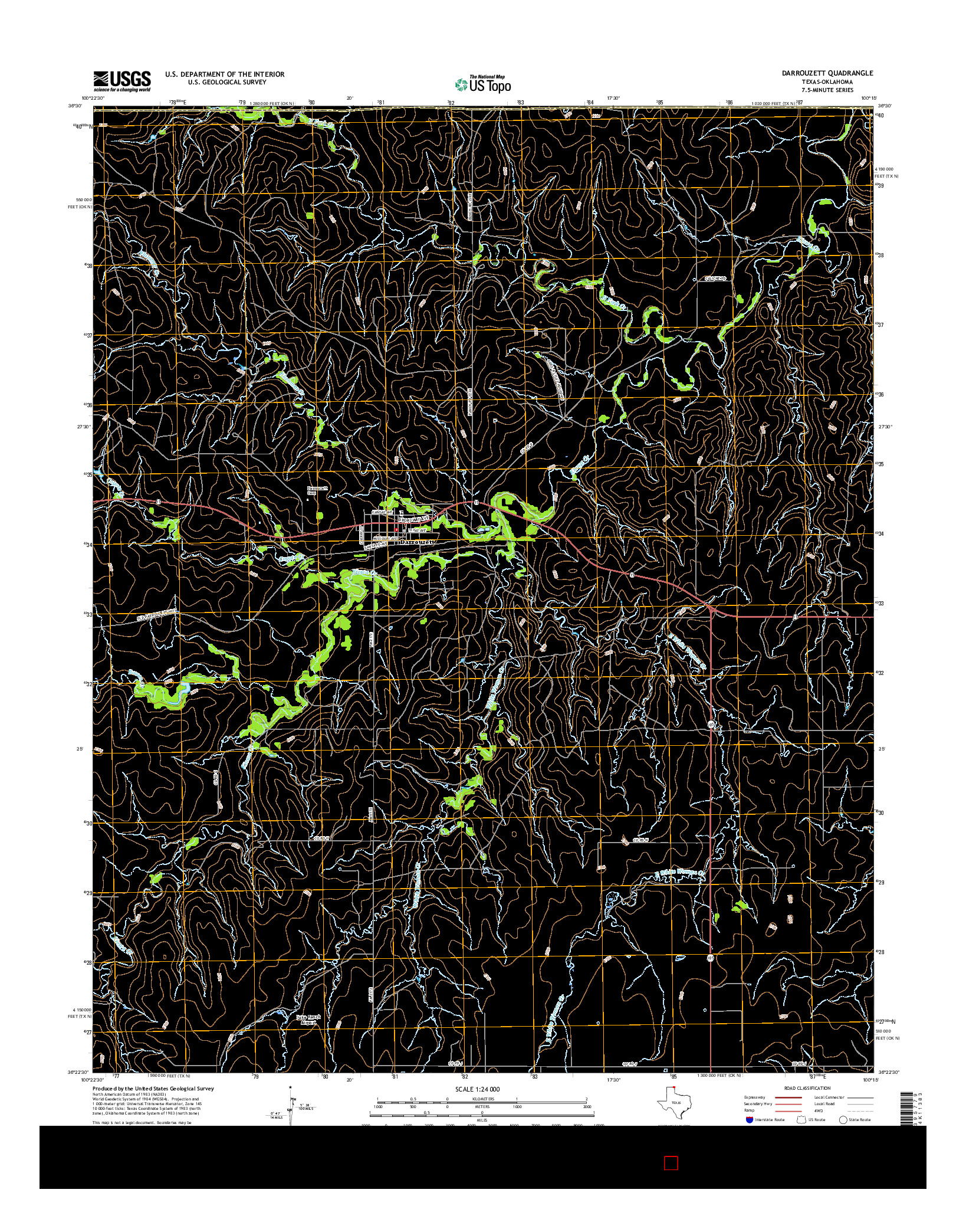 USGS US TOPO 7.5-MINUTE MAP FOR DARROUZETT, TX-OK 2016