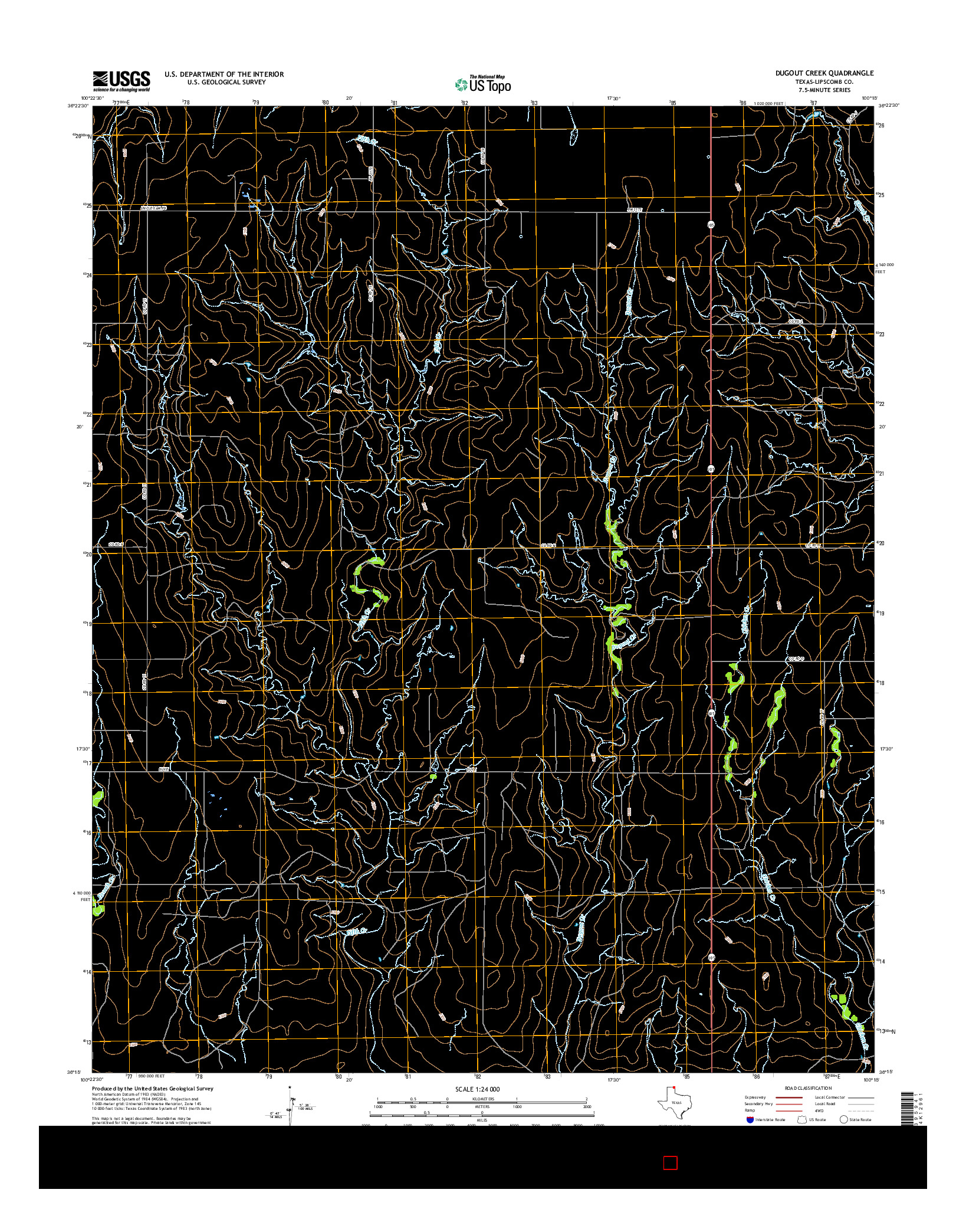 USGS US TOPO 7.5-MINUTE MAP FOR DUGOUT CREEK, TX 2016