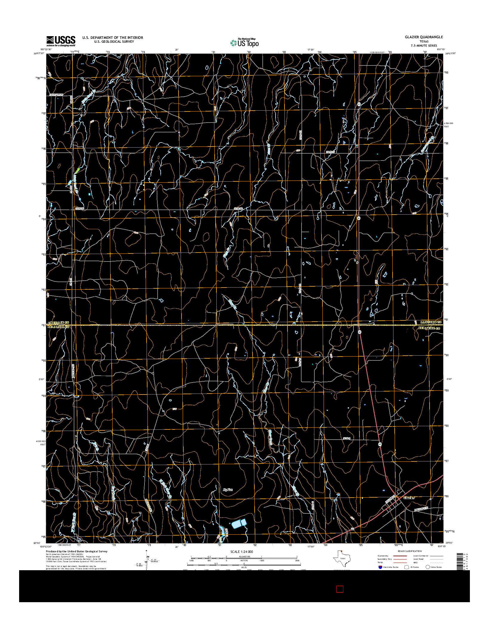 USGS US TOPO 7.5-MINUTE MAP FOR GLAZIER, TX 2016