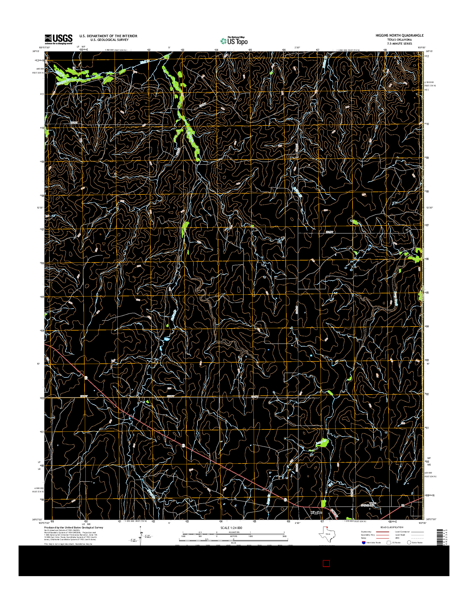 USGS US TOPO 7.5-MINUTE MAP FOR HIGGINS NORTH, TX-OK 2016