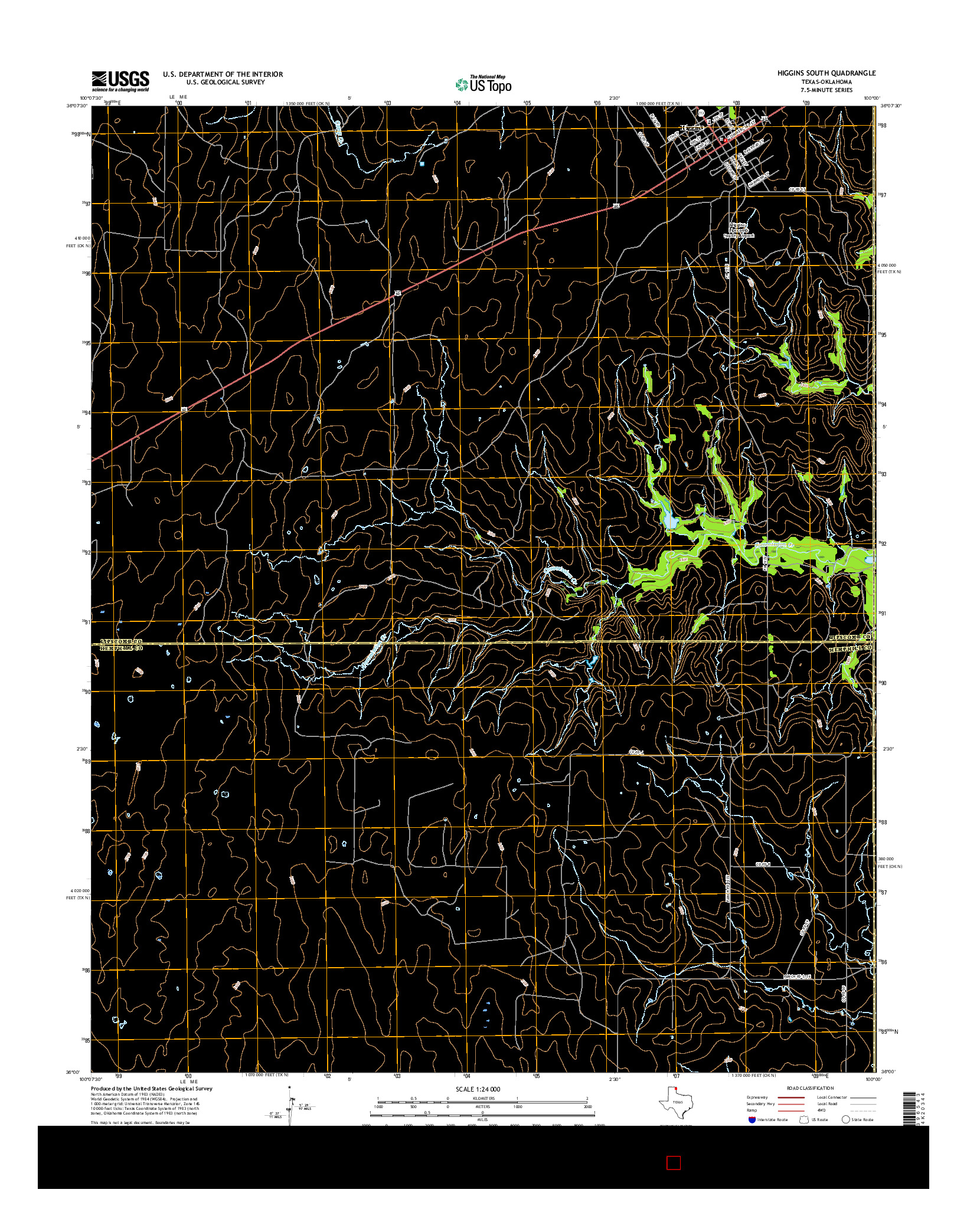 USGS US TOPO 7.5-MINUTE MAP FOR HIGGINS SOUTH, TX-OK 2016
