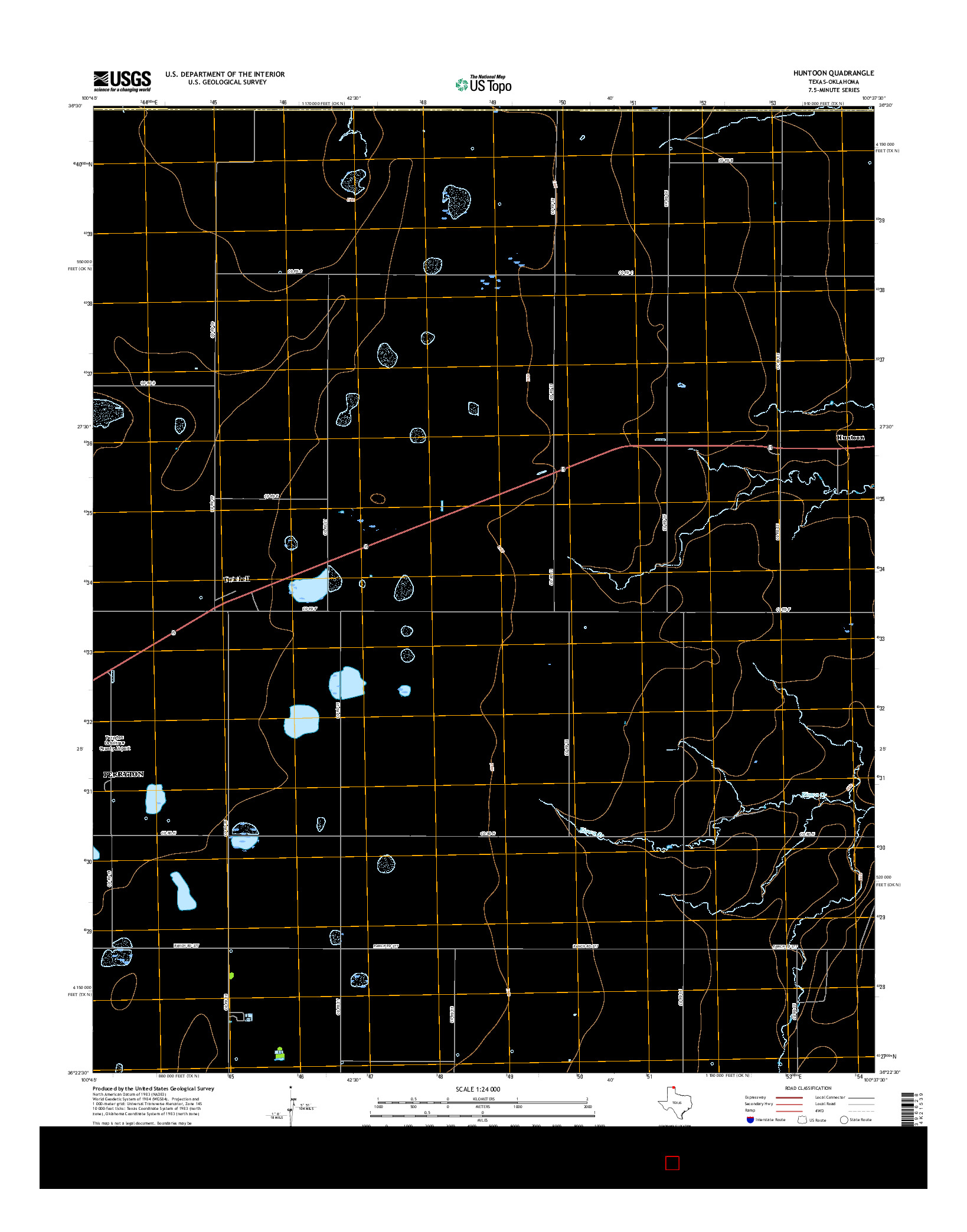 USGS US TOPO 7.5-MINUTE MAP FOR HUNTOON, TX-OK 2016