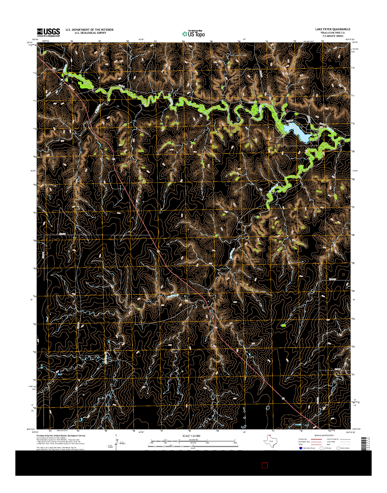 USGS US TOPO 7.5-MINUTE MAP FOR LAKE FRYER, TX 2016