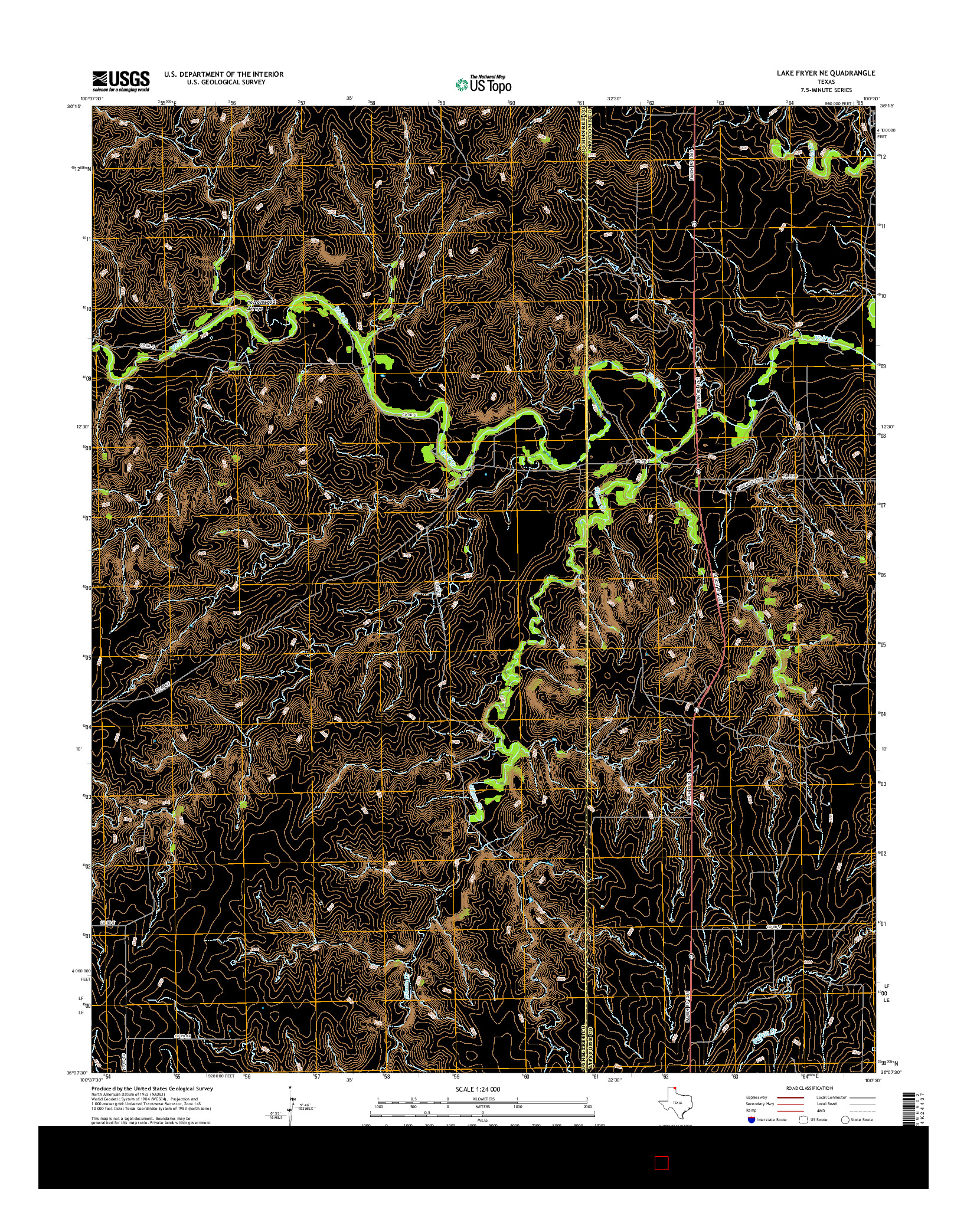USGS US TOPO 7.5-MINUTE MAP FOR LAKE FRYER NE, TX 2016