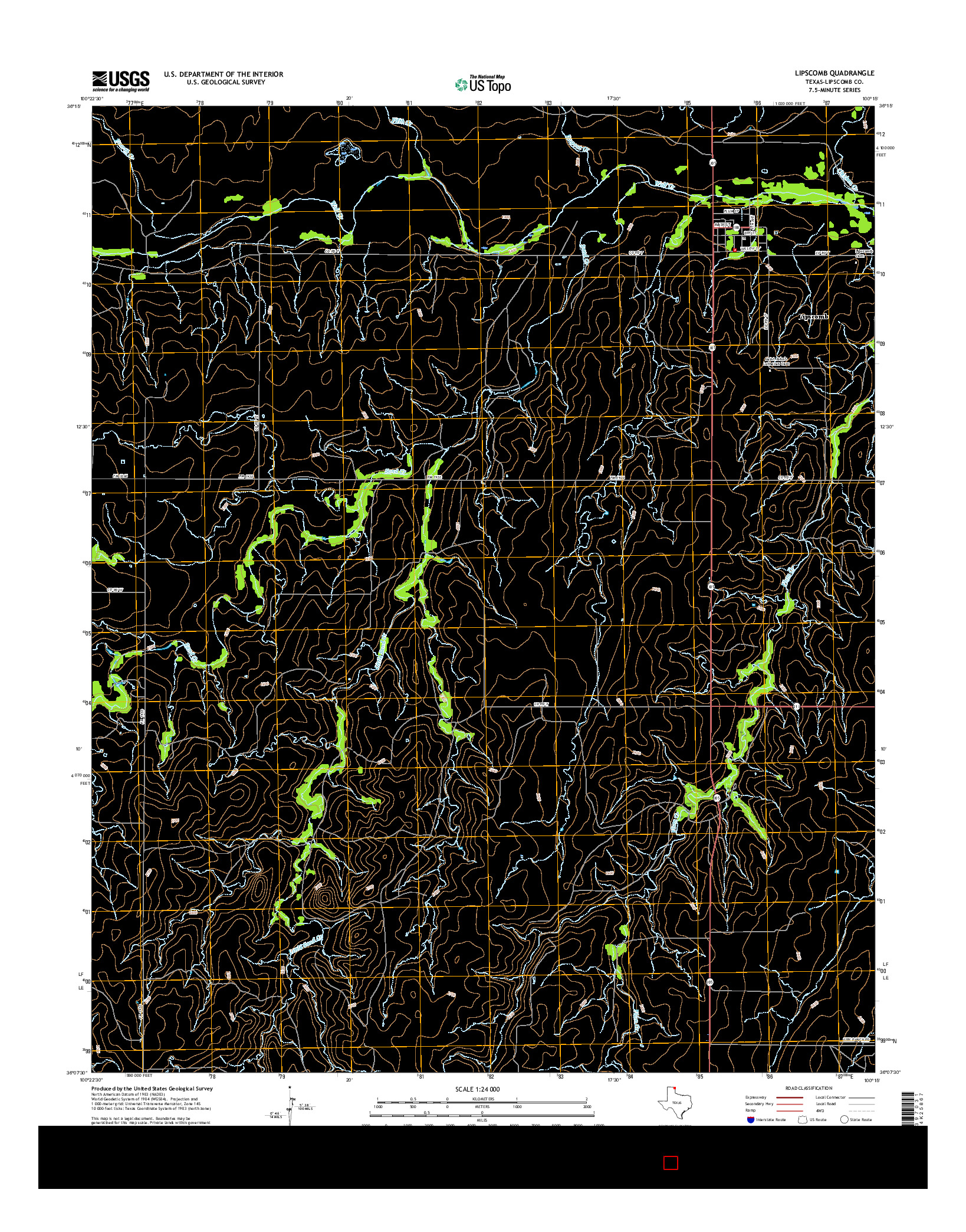 USGS US TOPO 7.5-MINUTE MAP FOR LIPSCOMB, TX 2016