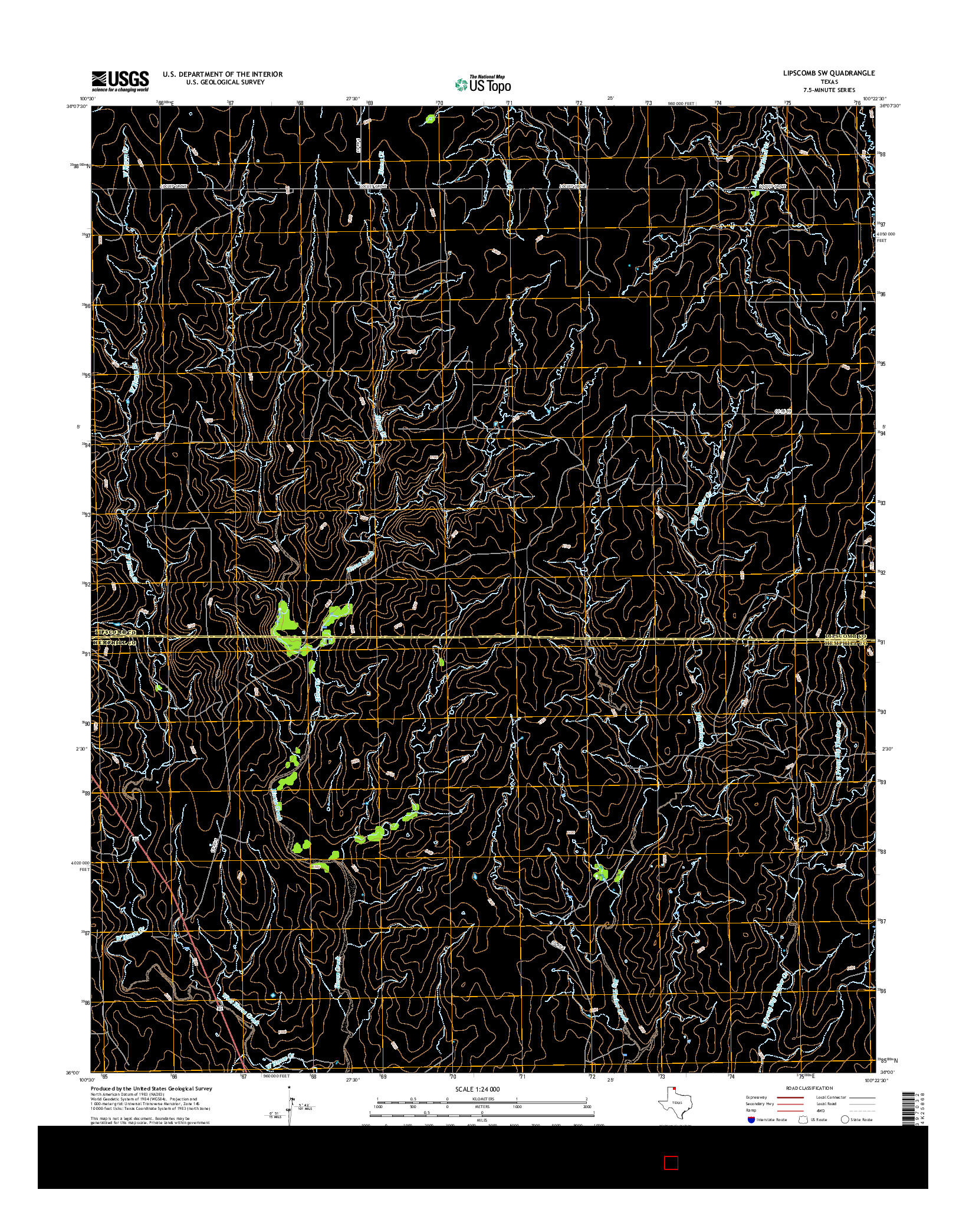 USGS US TOPO 7.5-MINUTE MAP FOR LIPSCOMB SW, TX 2016