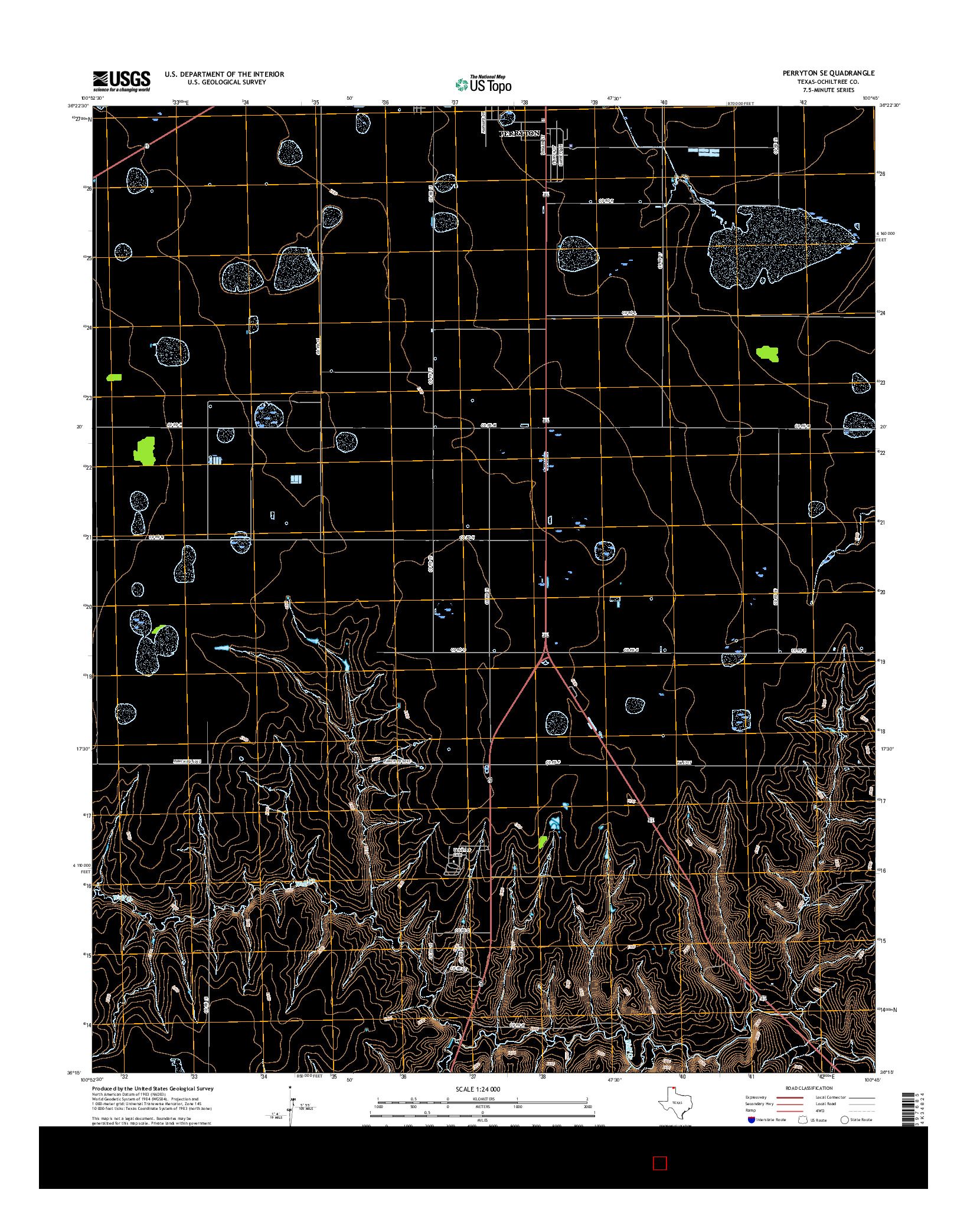 USGS US TOPO 7.5-MINUTE MAP FOR PERRYTON SE, TX 2016