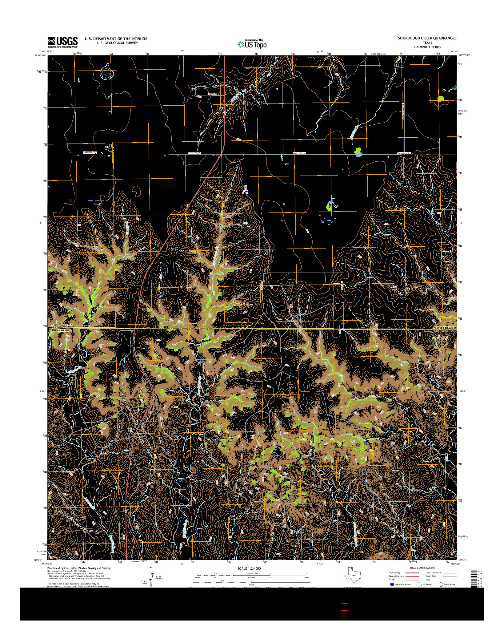 USGS US TOPO 7.5-MINUTE MAP FOR SOURDOUGH CREEK, TX 2016