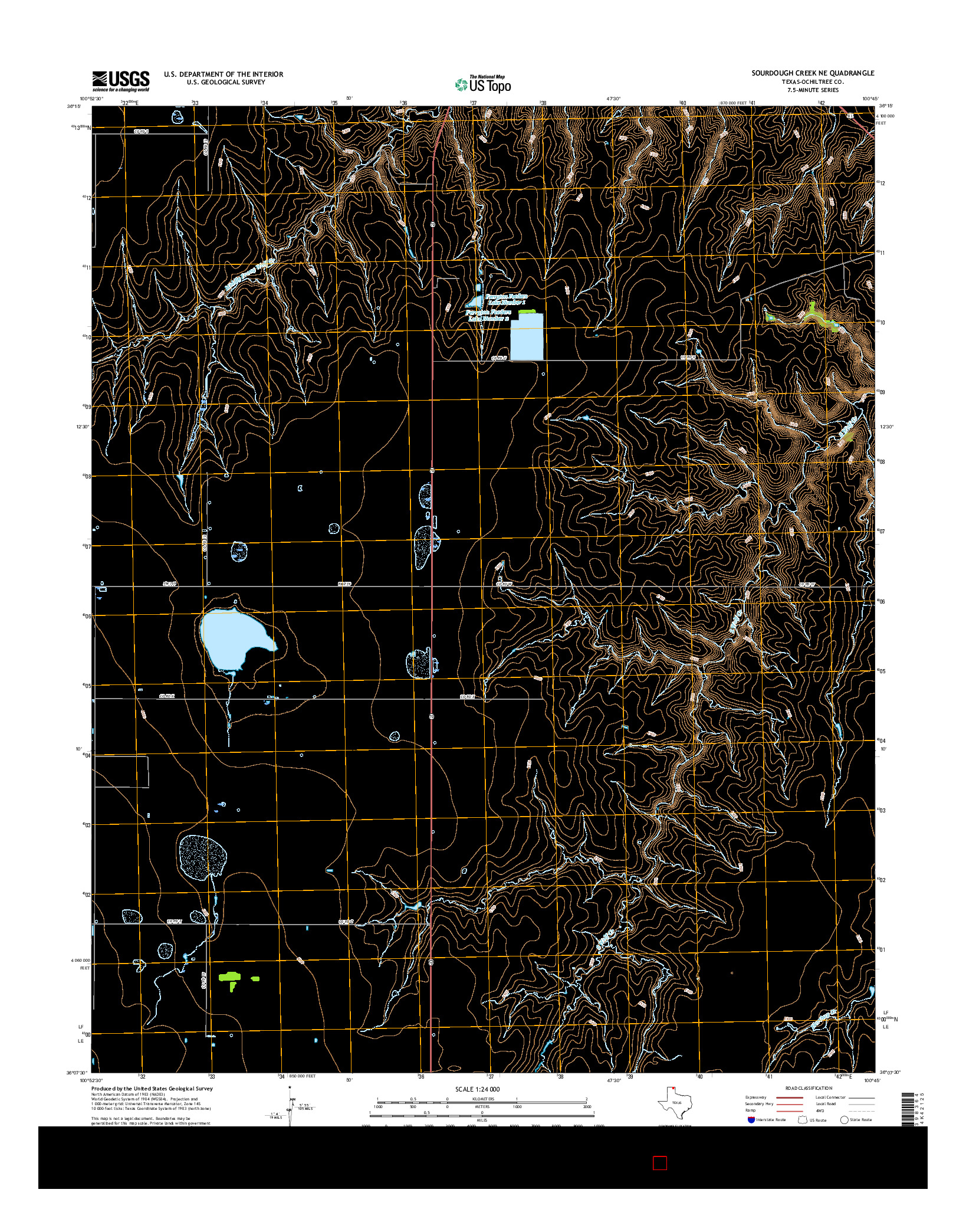 USGS US TOPO 7.5-MINUTE MAP FOR SOURDOUGH CREEK NE, TX 2016