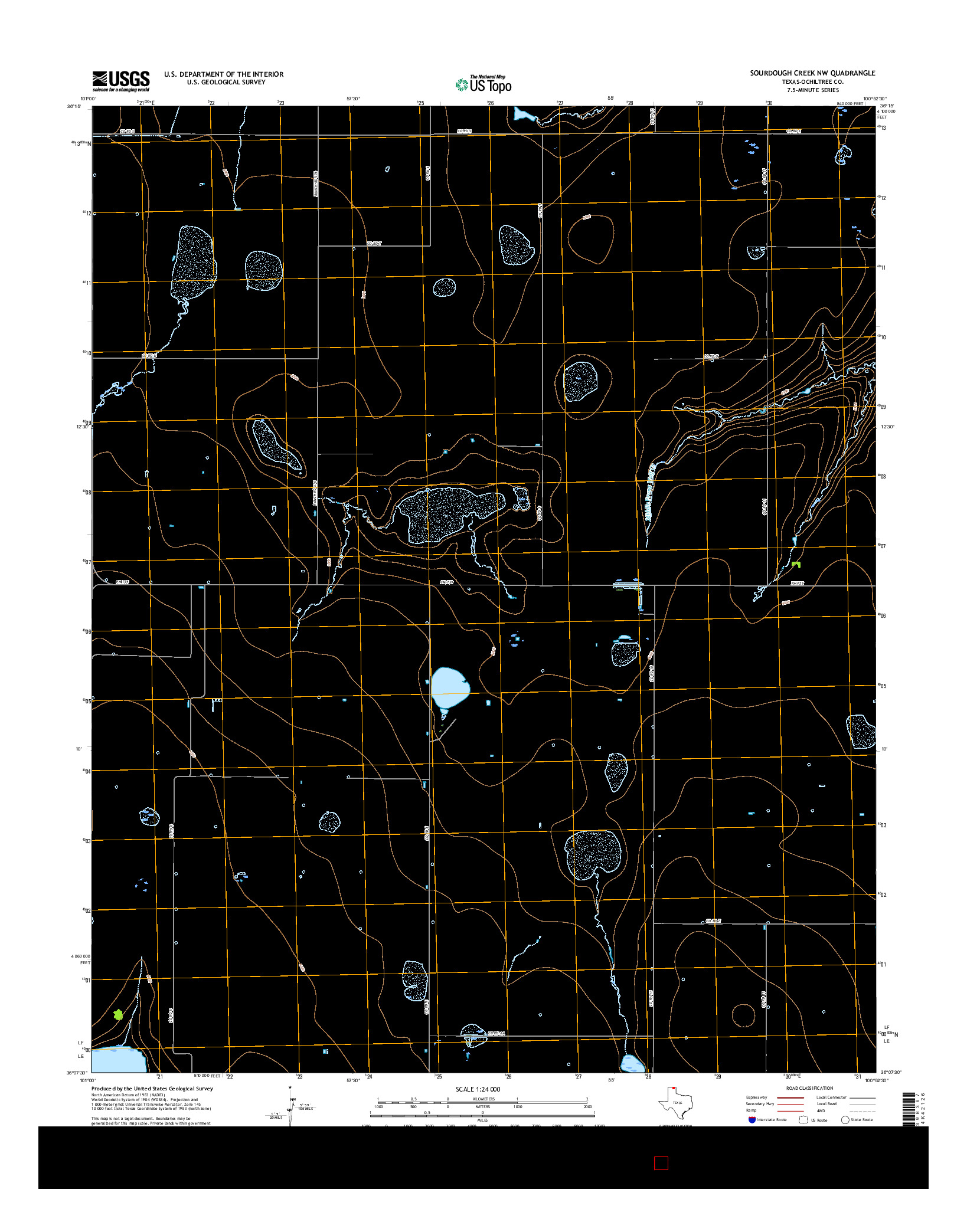 USGS US TOPO 7.5-MINUTE MAP FOR SOURDOUGH CREEK NW, TX 2016