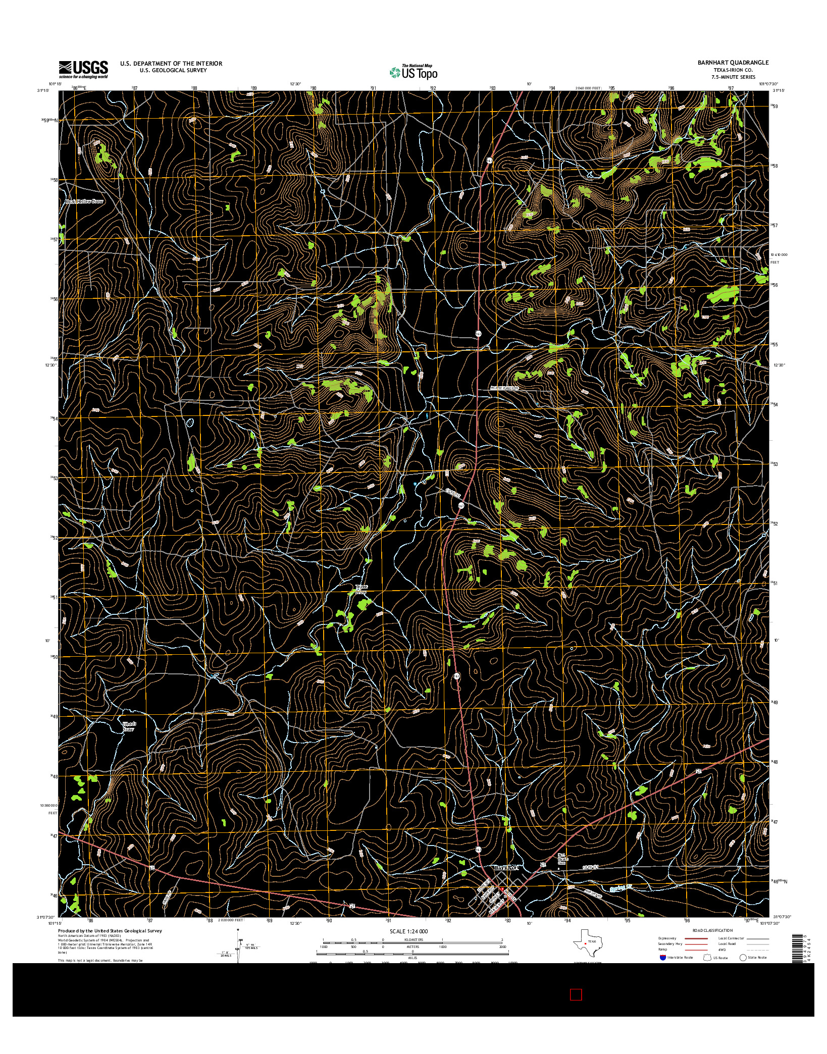 USGS US TOPO 7.5-MINUTE MAP FOR BARNHART, TX 2016