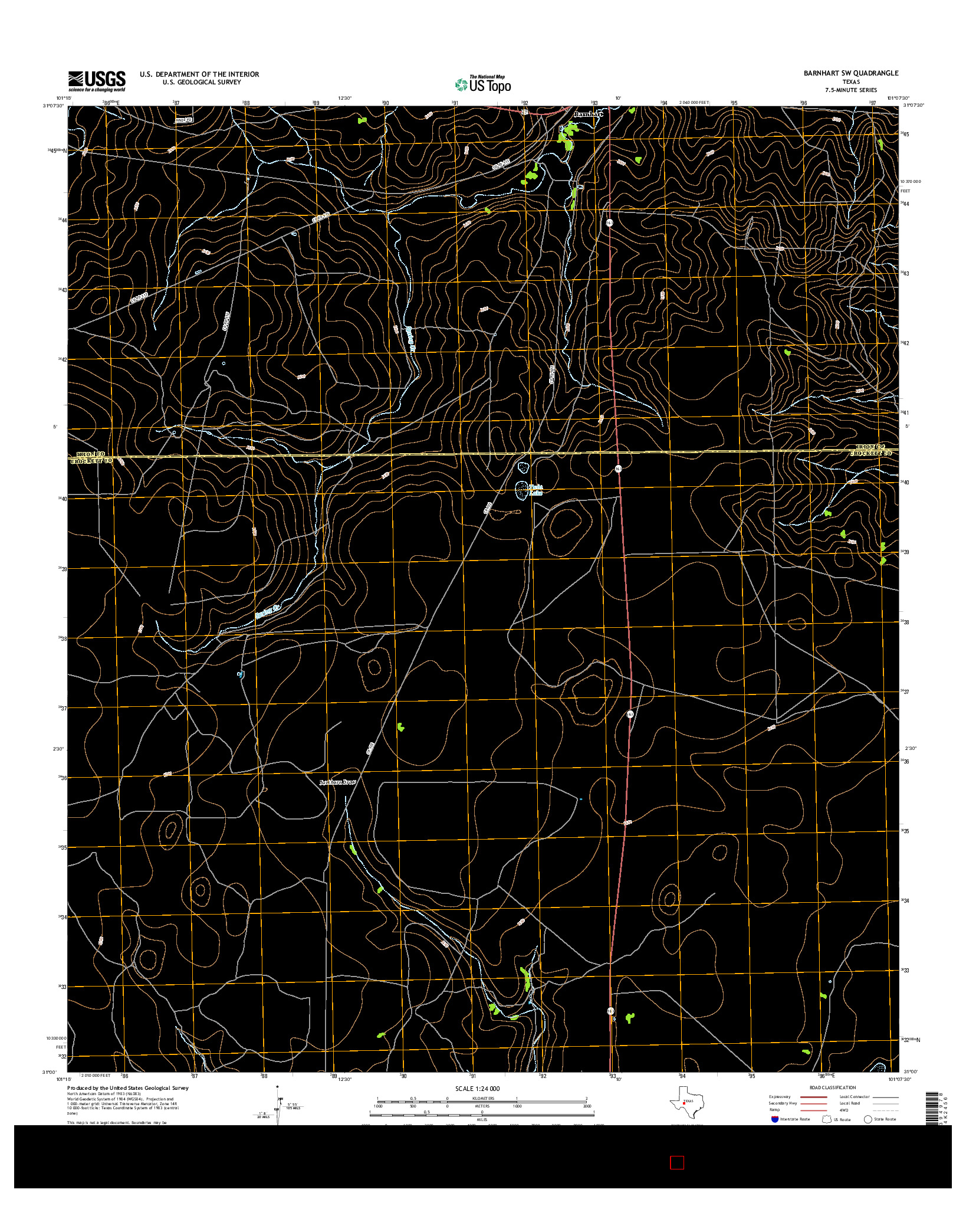 USGS US TOPO 7.5-MINUTE MAP FOR BARNHART SW, TX 2016