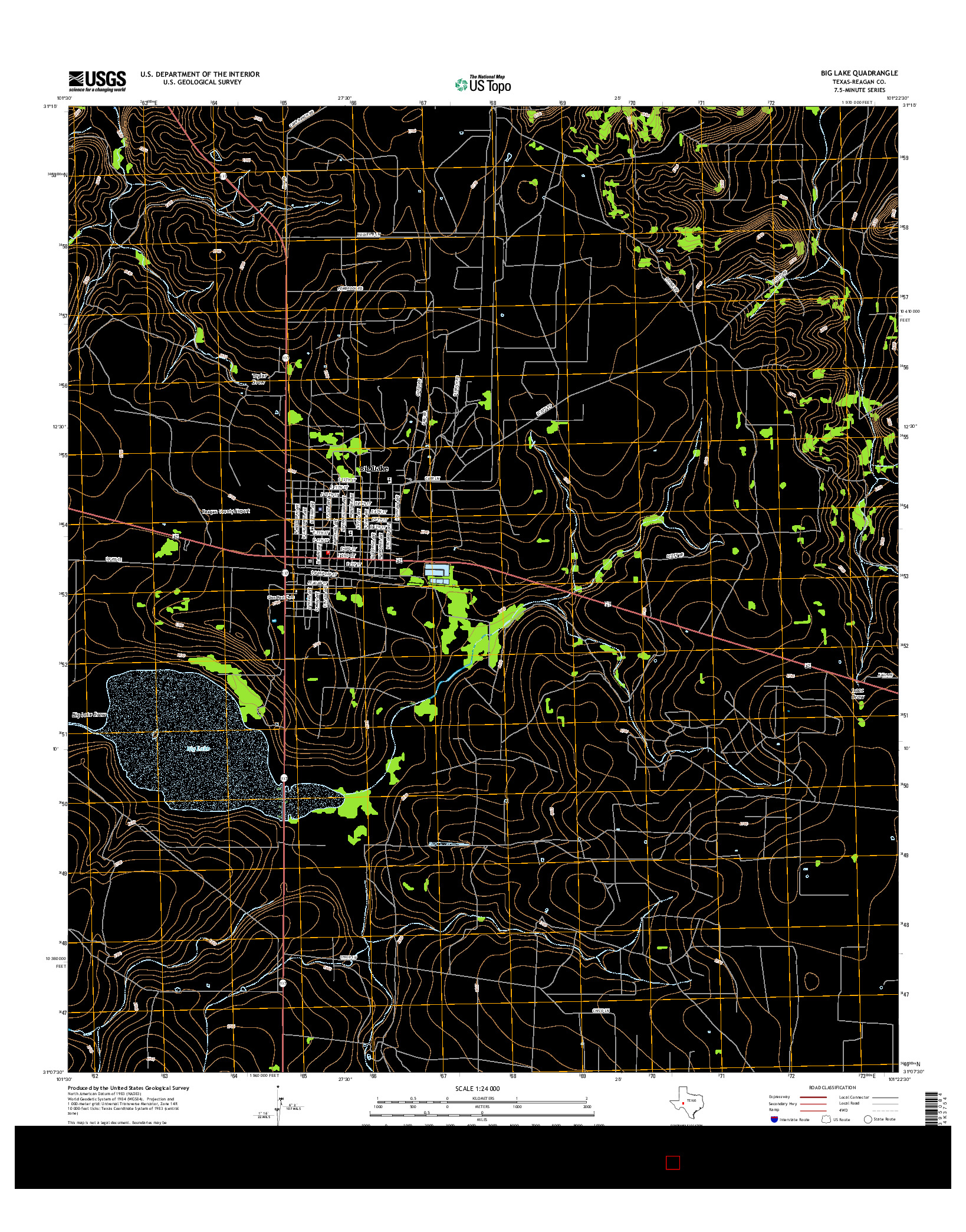 USGS US TOPO 7.5-MINUTE MAP FOR BIG LAKE, TX 2016