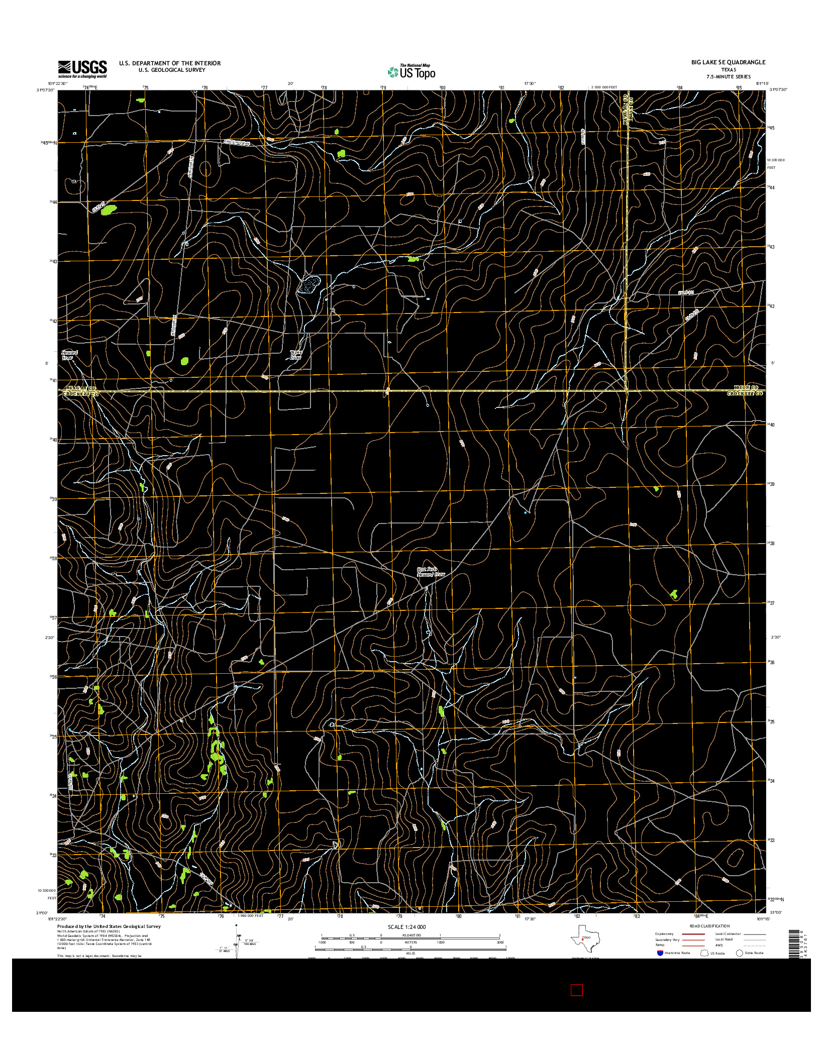 USGS US TOPO 7.5-MINUTE MAP FOR BIG LAKE SE, TX 2016