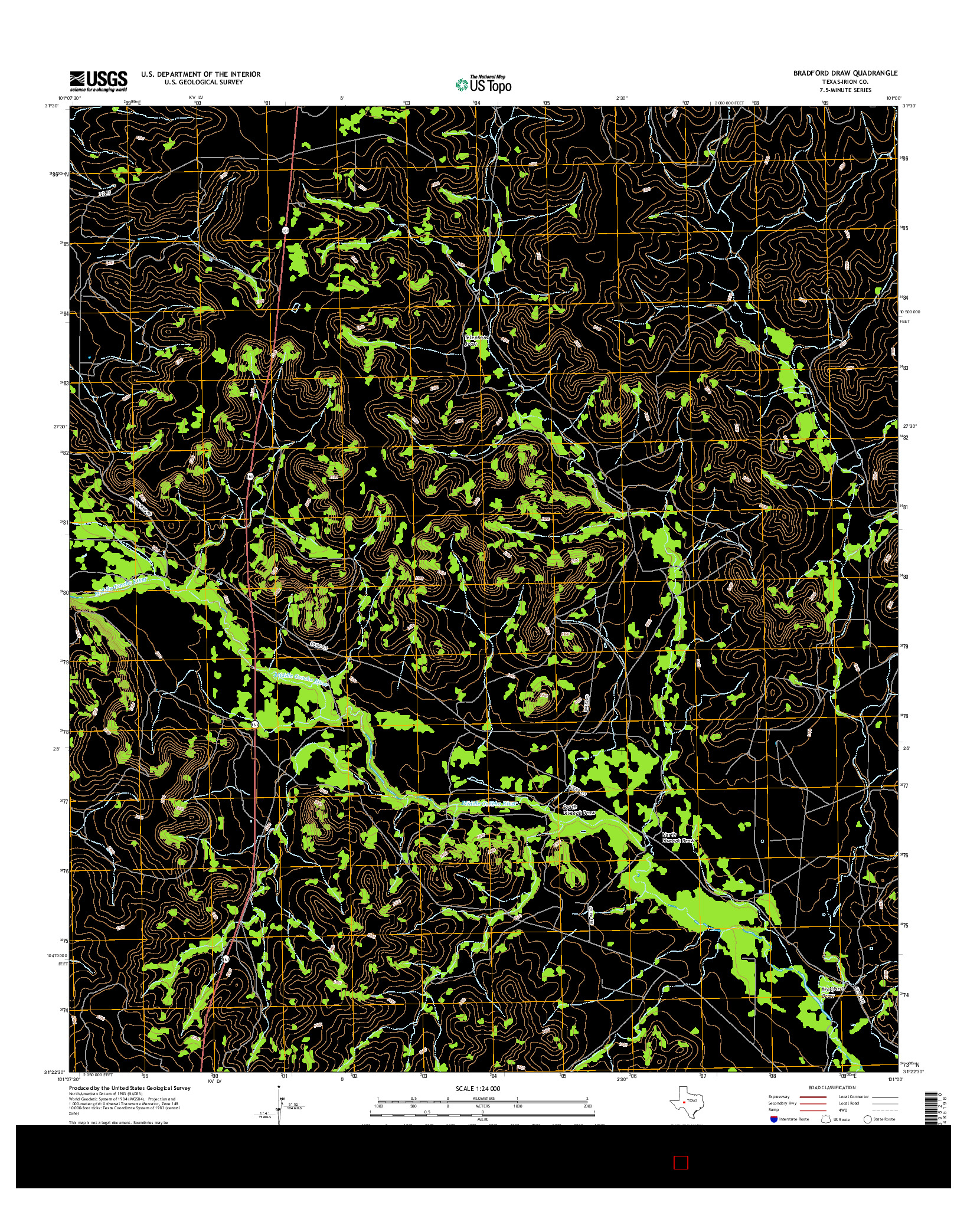 USGS US TOPO 7.5-MINUTE MAP FOR BRADFORD DRAW, TX 2016