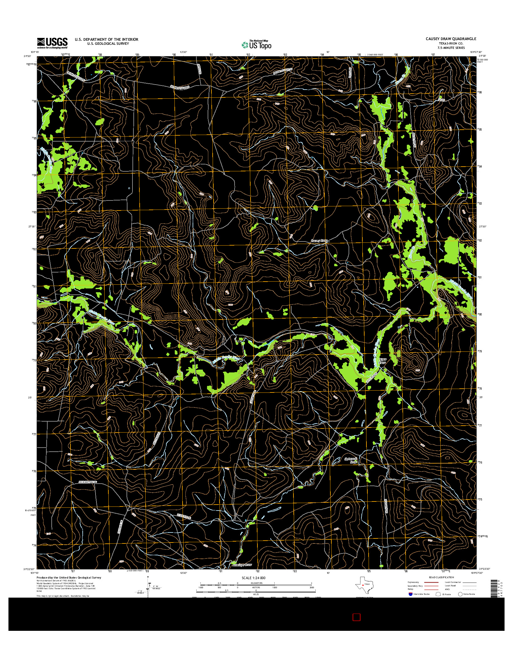 USGS US TOPO 7.5-MINUTE MAP FOR CAUSEY DRAW, TX 2016