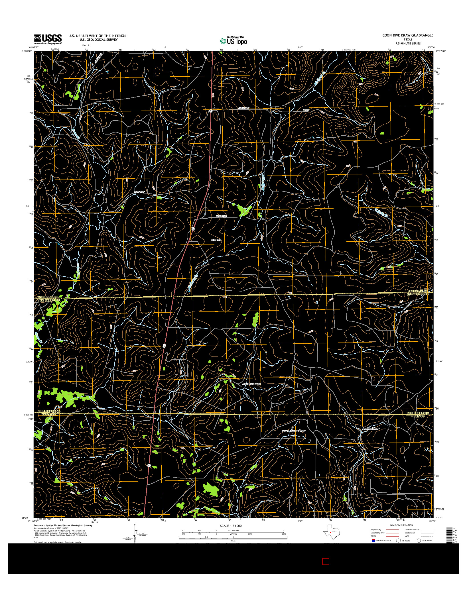 USGS US TOPO 7.5-MINUTE MAP FOR COON DIVE DRAW, TX 2016