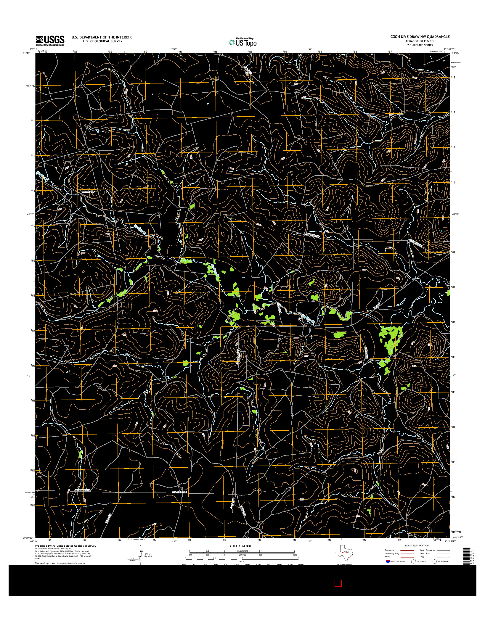 USGS US TOPO 7.5-MINUTE MAP FOR COON DIVE DRAW NW, TX 2016