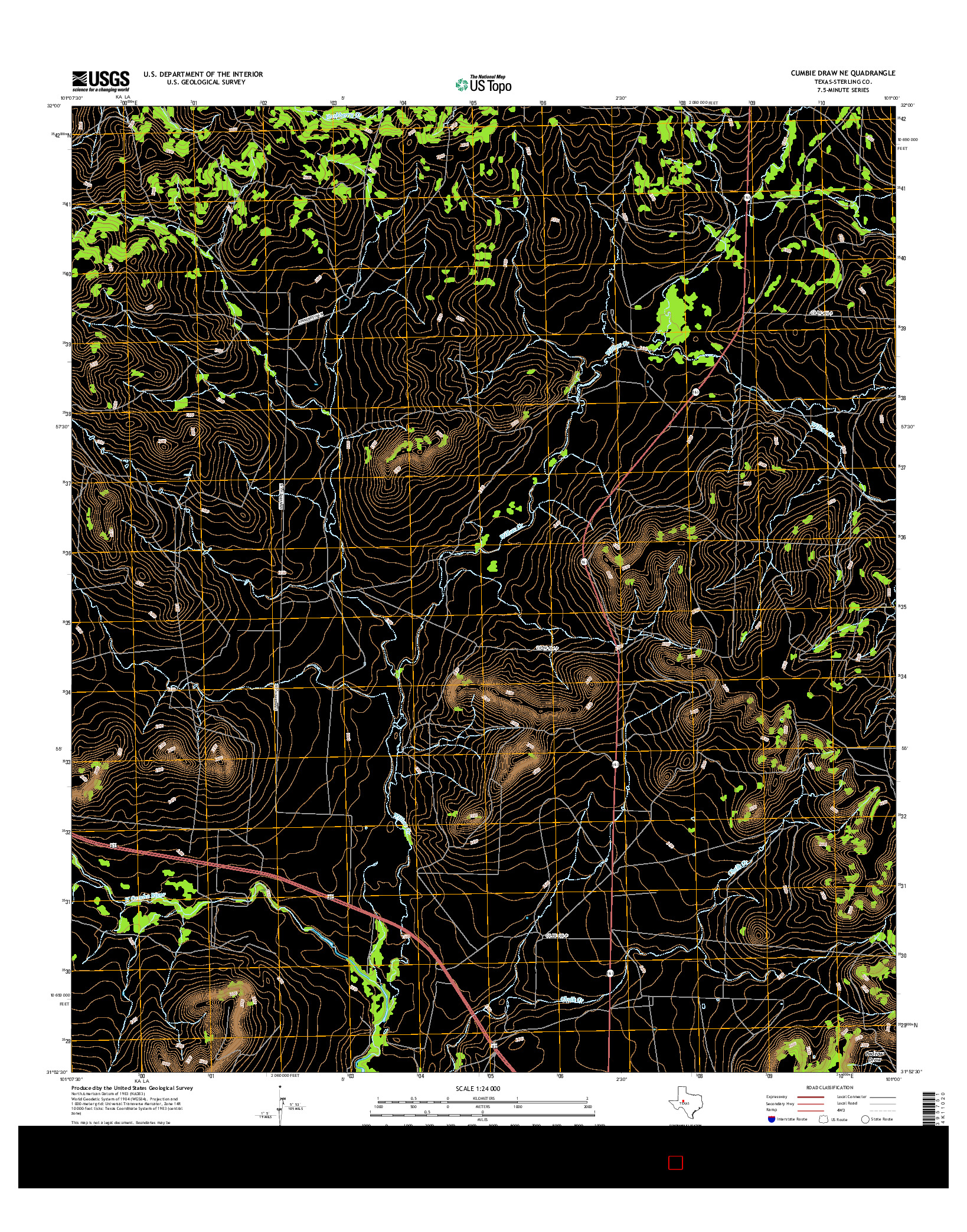 USGS US TOPO 7.5-MINUTE MAP FOR CUMBIE DRAW NE, TX 2016