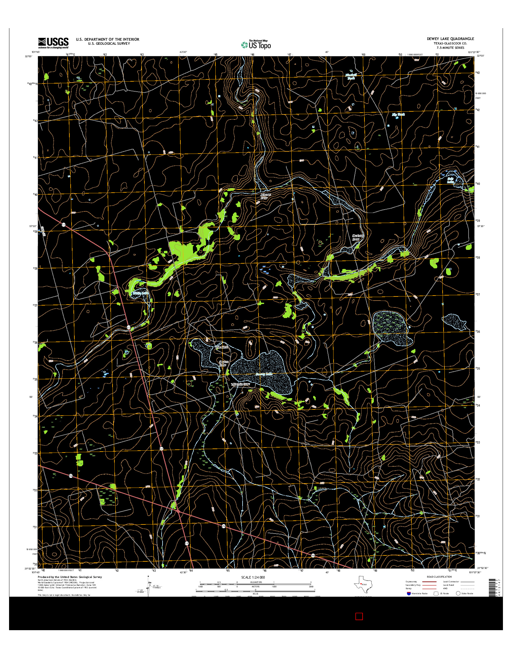 USGS US TOPO 7.5-MINUTE MAP FOR DEWEY LAKE, TX 2016