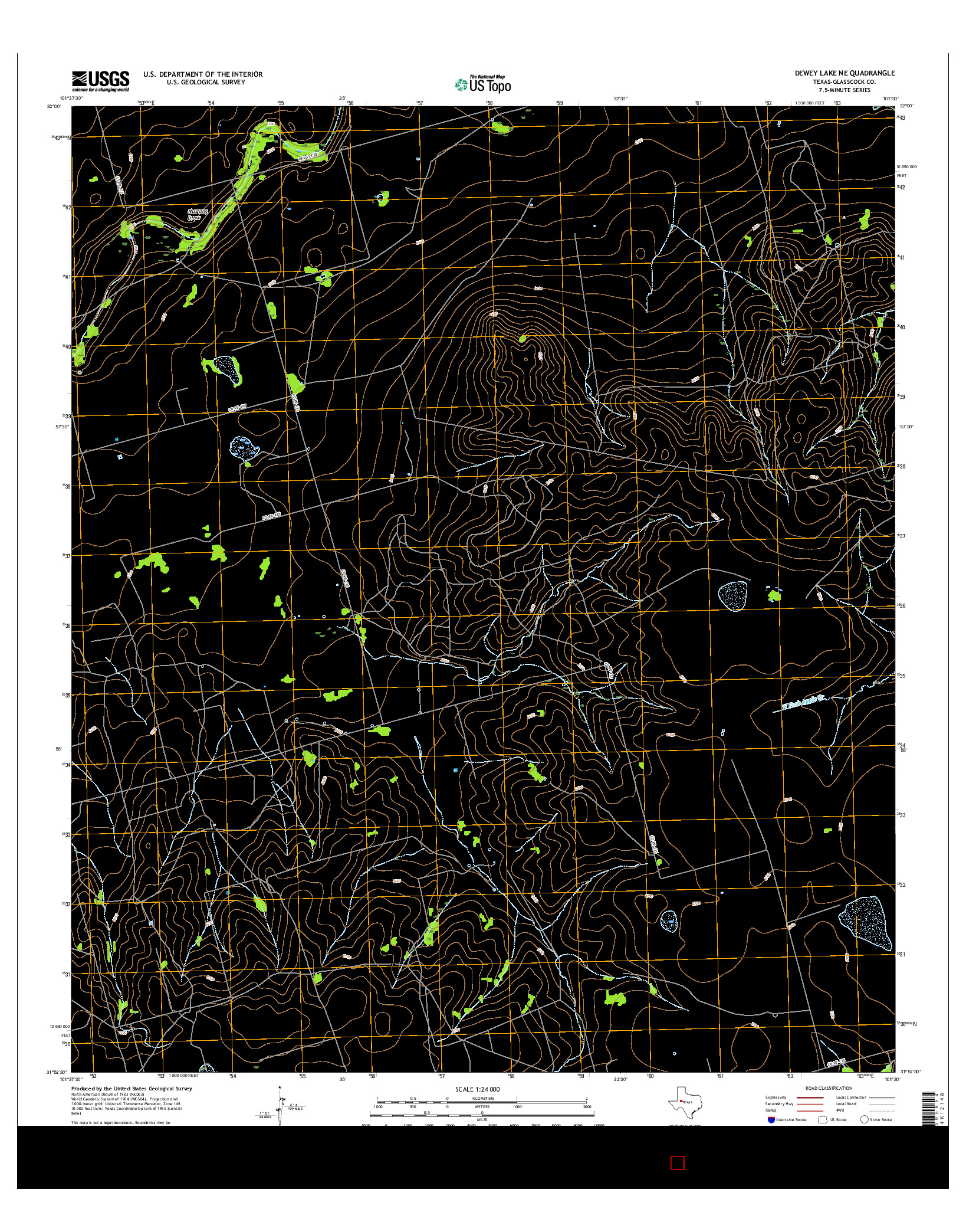 USGS US TOPO 7.5-MINUTE MAP FOR DEWEY LAKE NE, TX 2016