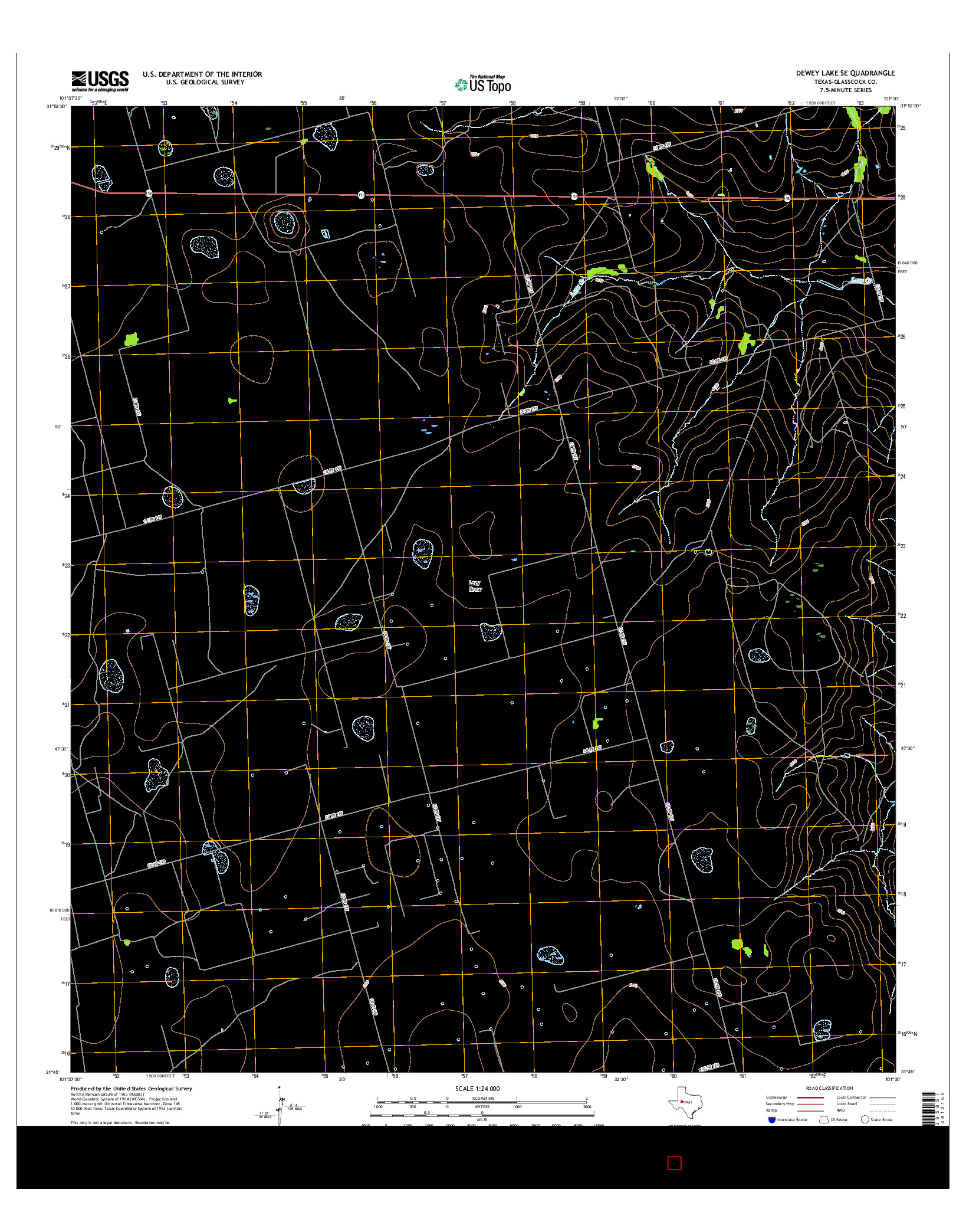 USGS US TOPO 7.5-MINUTE MAP FOR DEWEY LAKE SE, TX 2016