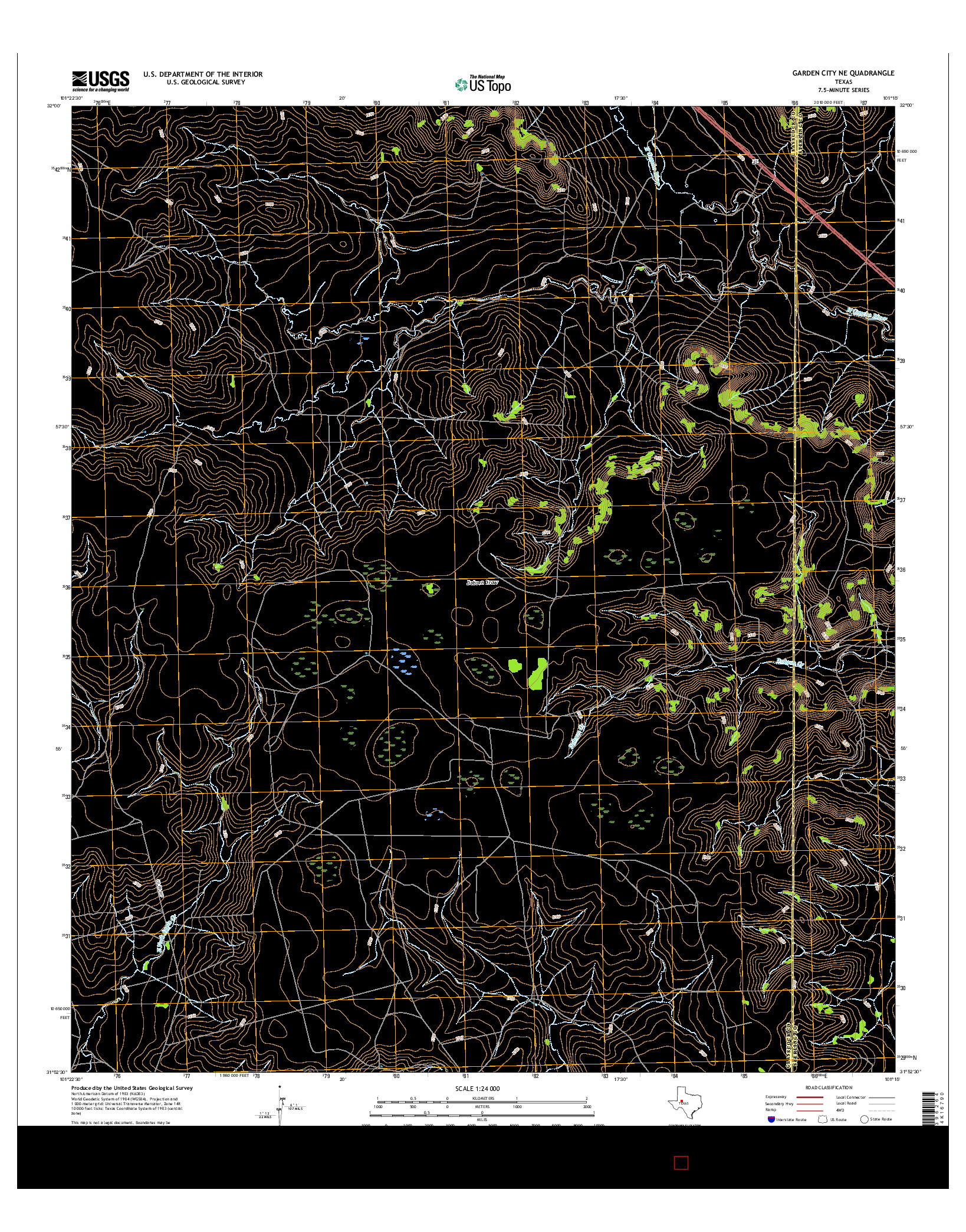 USGS US TOPO 7.5-MINUTE MAP FOR GARDEN CITY NE, TX 2016