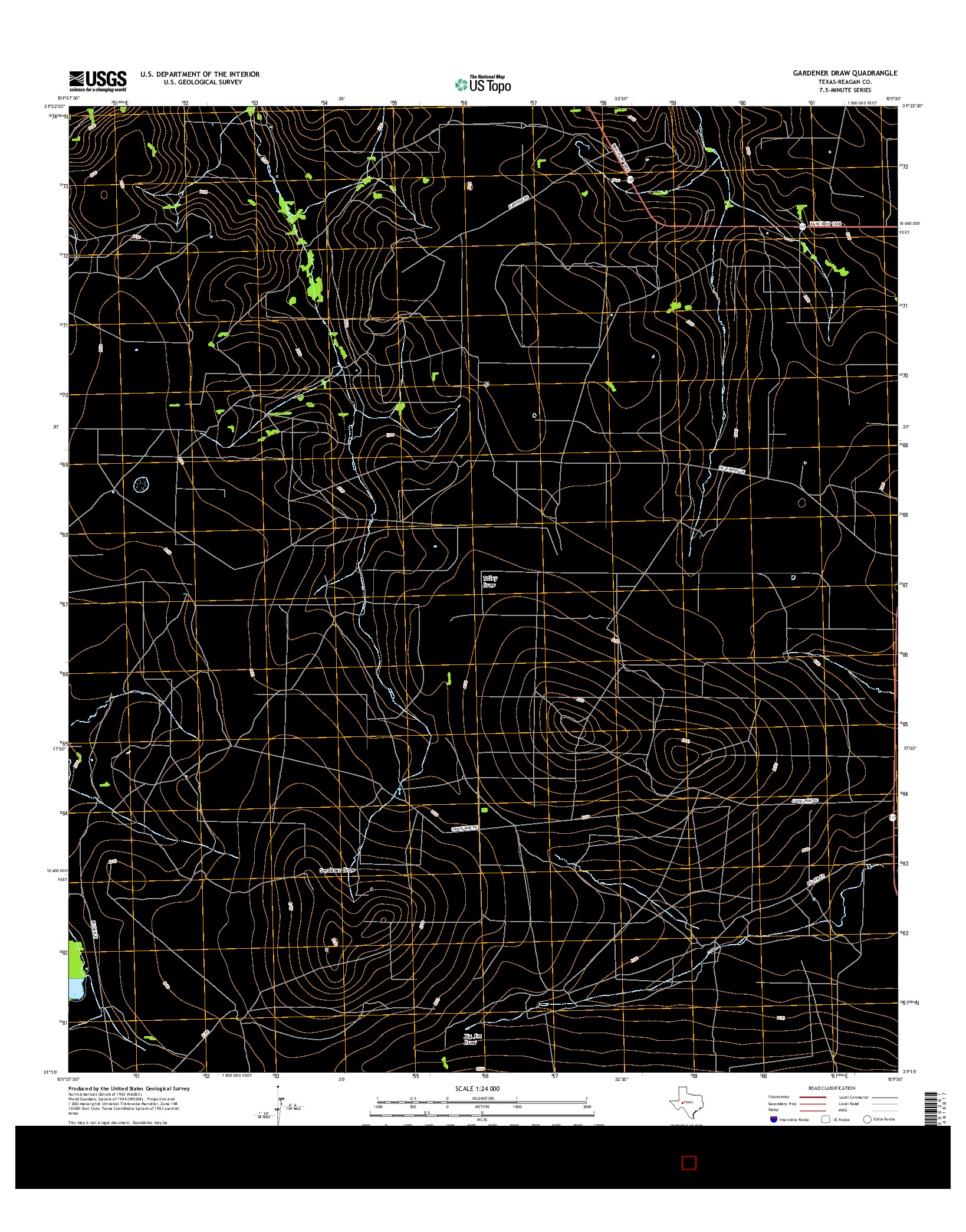 USGS US TOPO 7.5-MINUTE MAP FOR GARDENER DRAW, TX 2016