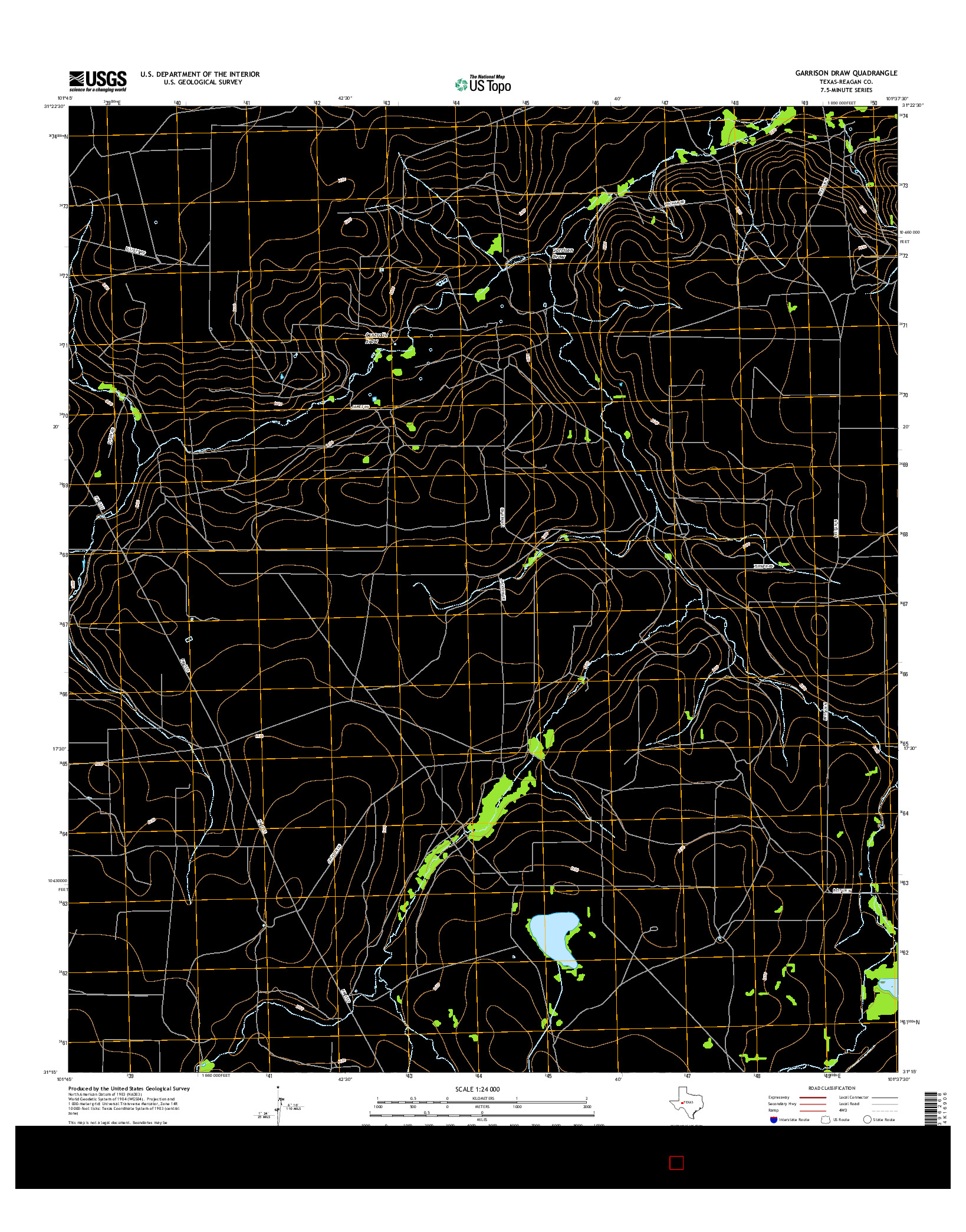 USGS US TOPO 7.5-MINUTE MAP FOR GARRISON DRAW, TX 2016