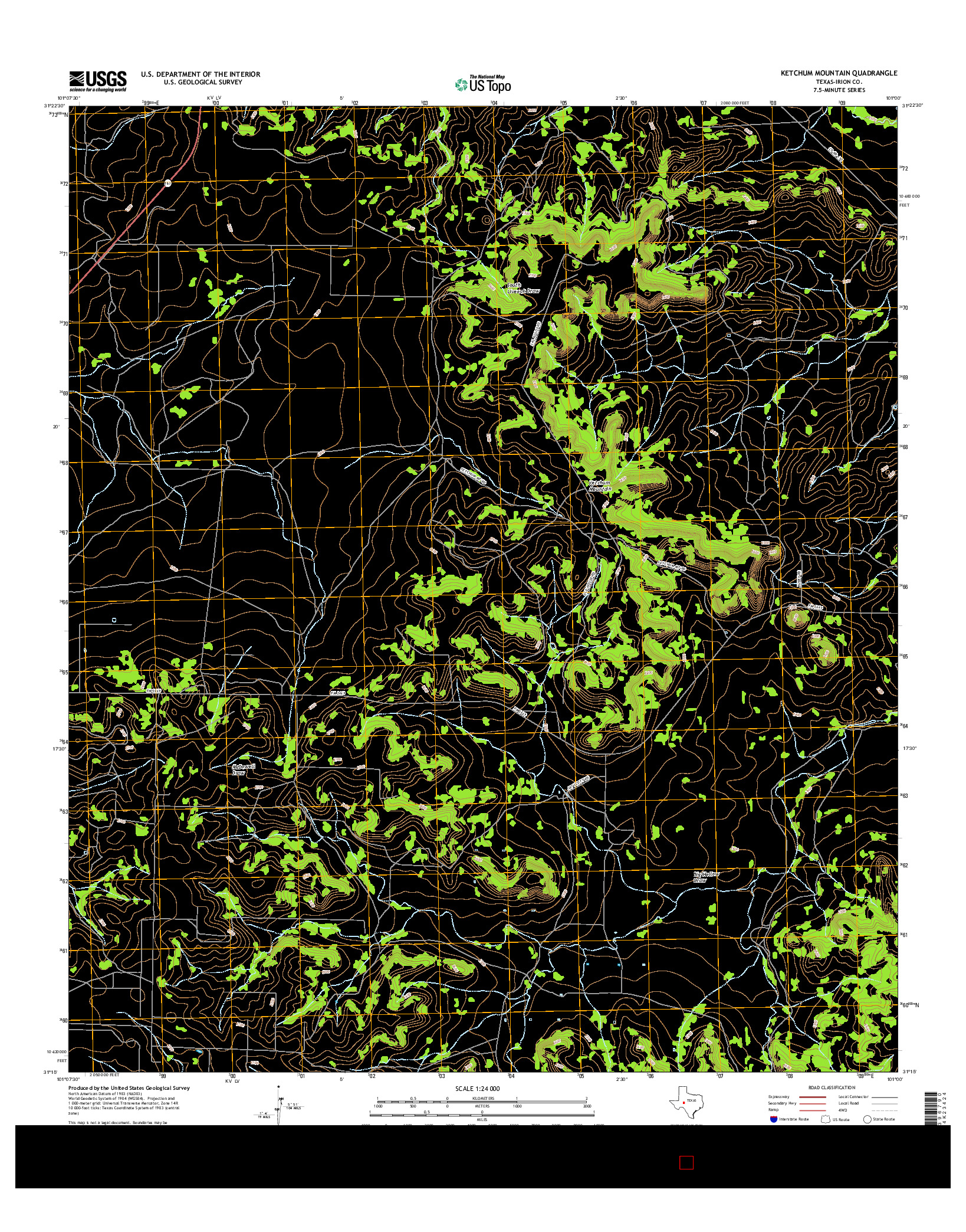 USGS US TOPO 7.5-MINUTE MAP FOR KETCHUM MOUNTAIN, TX 2016