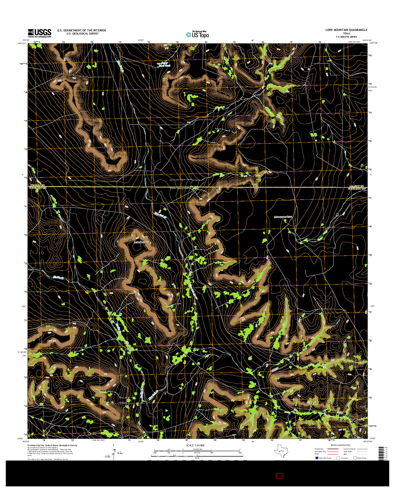 USGS US TOPO 7.5-MINUTE MAP FOR LONE MOUNTAIN, TX 2016