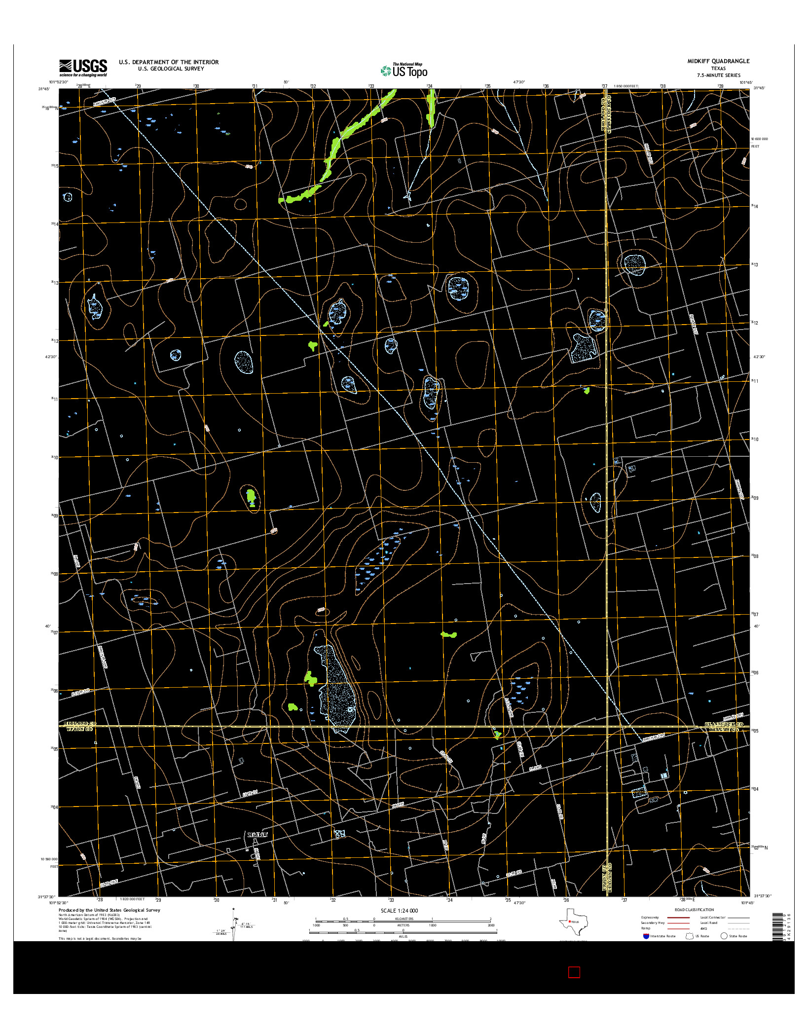 USGS US TOPO 7.5-MINUTE MAP FOR MIDKIFF, TX 2016