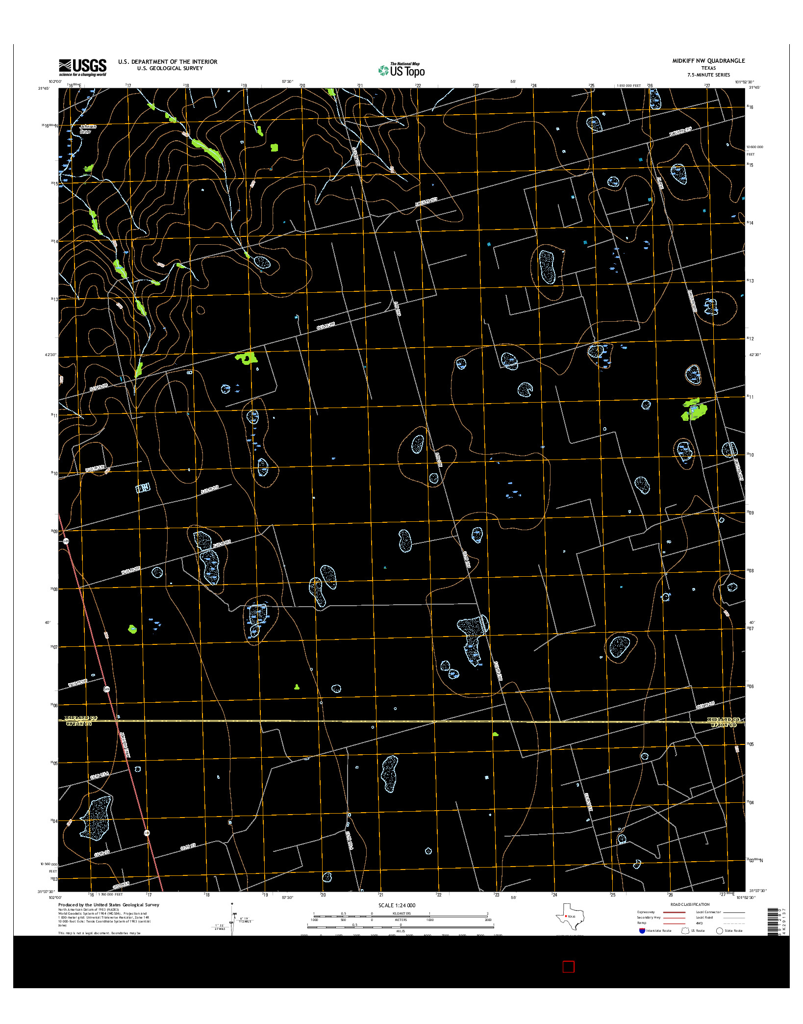 USGS US TOPO 7.5-MINUTE MAP FOR MIDKIFF NW, TX 2016