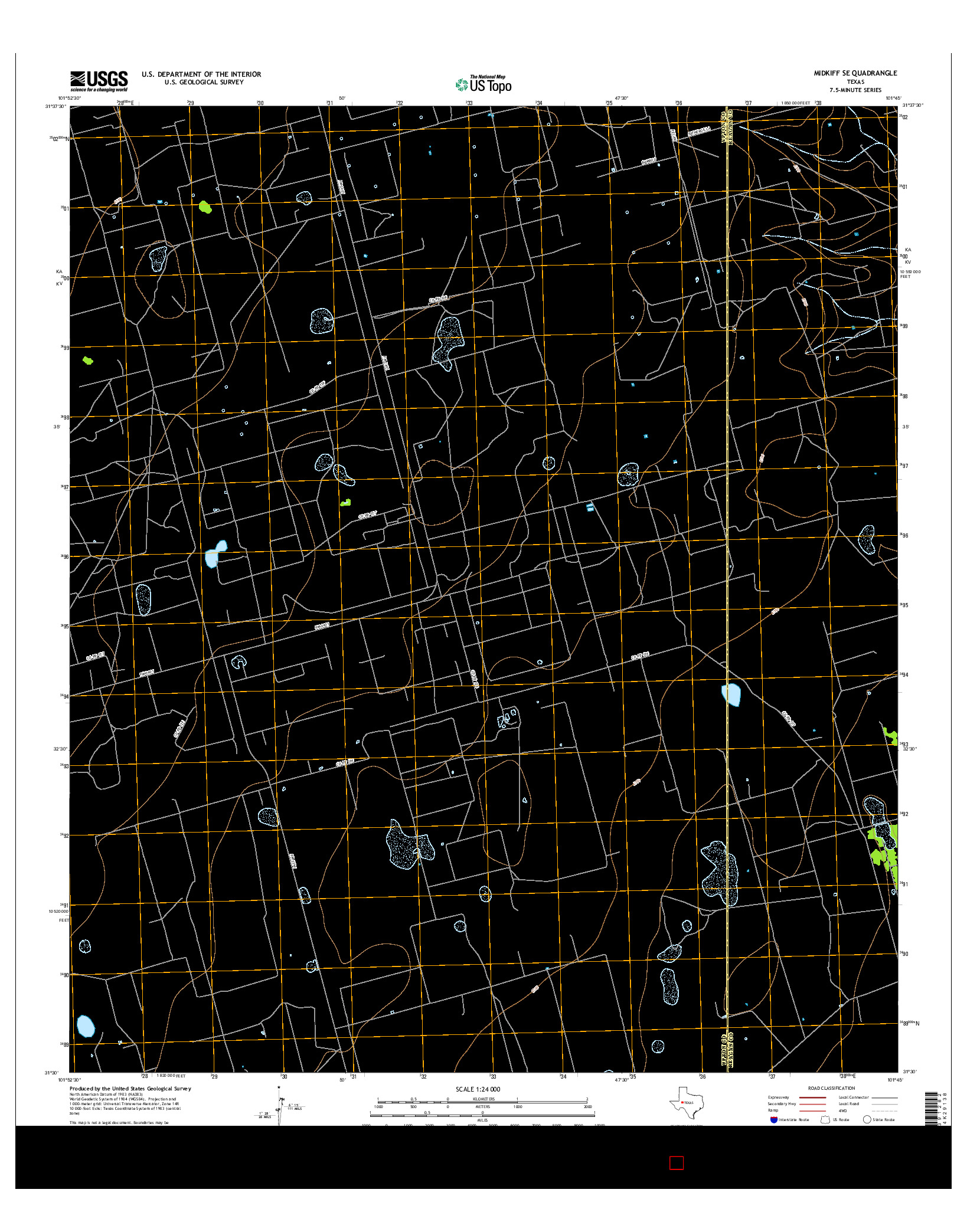 USGS US TOPO 7.5-MINUTE MAP FOR MIDKIFF SE, TX 2016