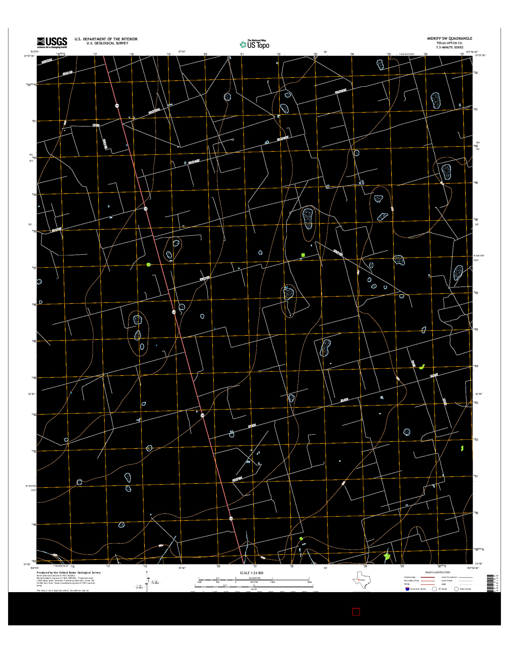 USGS US TOPO 7.5-MINUTE MAP FOR MIDKIFF SW, TX 2016