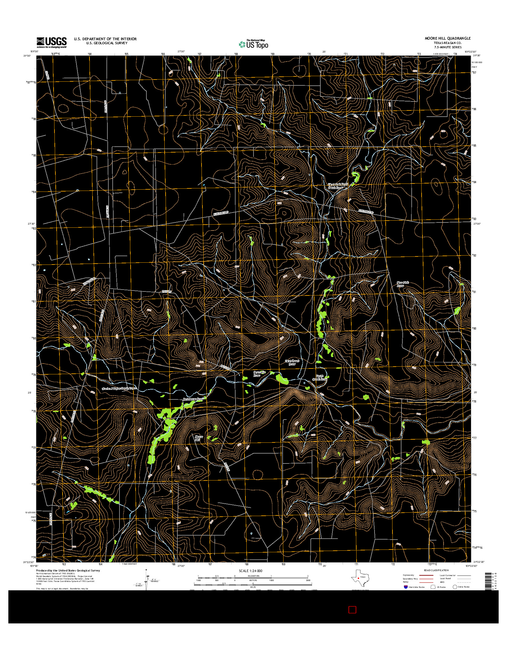 USGS US TOPO 7.5-MINUTE MAP FOR MOORE HILL, TX 2016