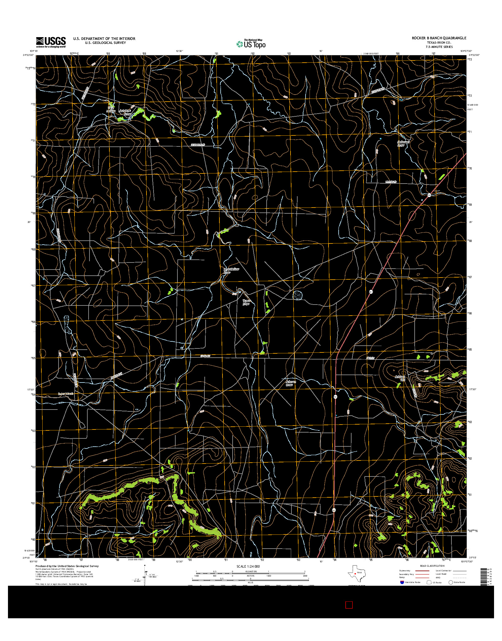 USGS US TOPO 7.5-MINUTE MAP FOR ROCKER B RANCH, TX 2016