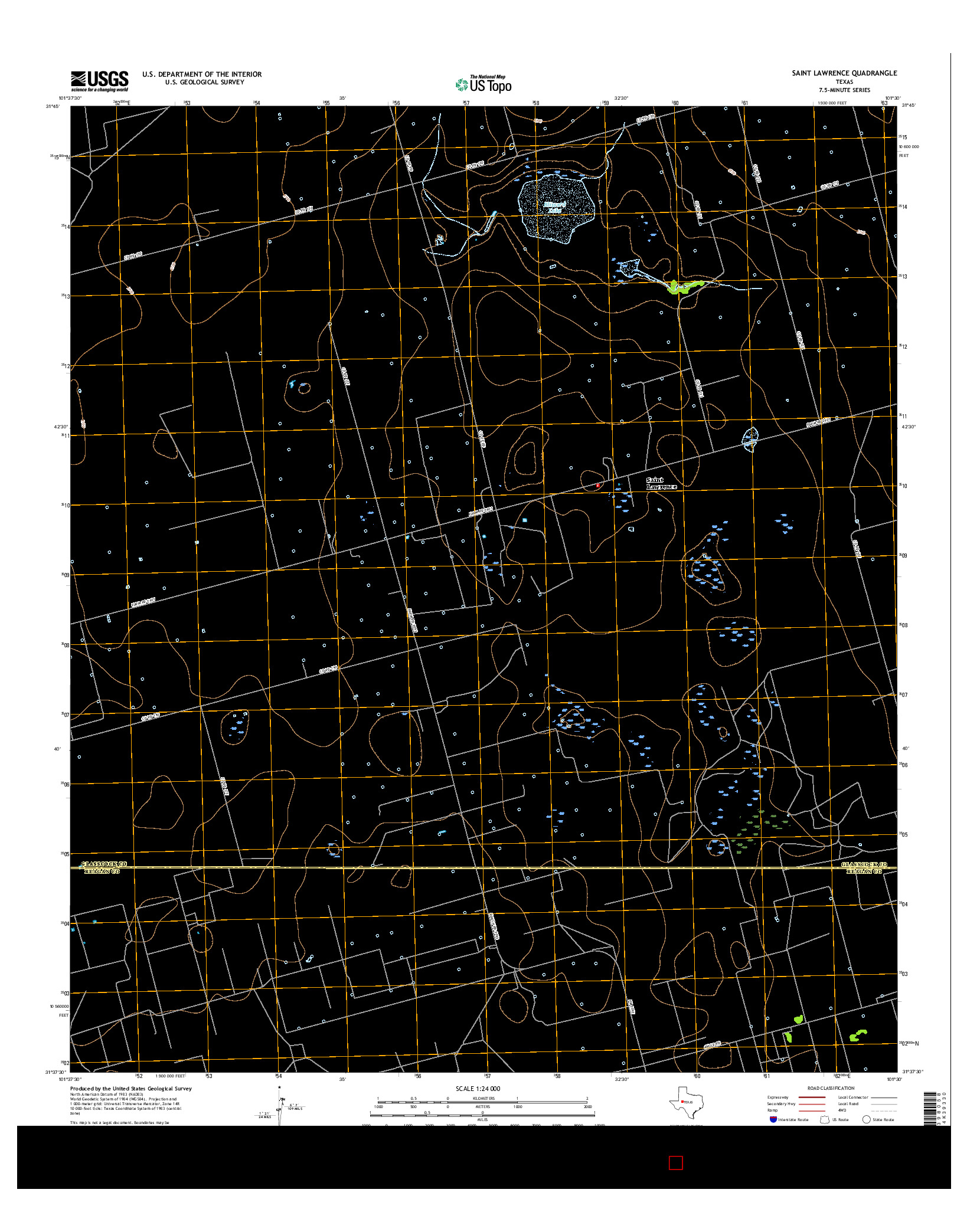 USGS US TOPO 7.5-MINUTE MAP FOR SAINT LAWRENCE, TX 2016
