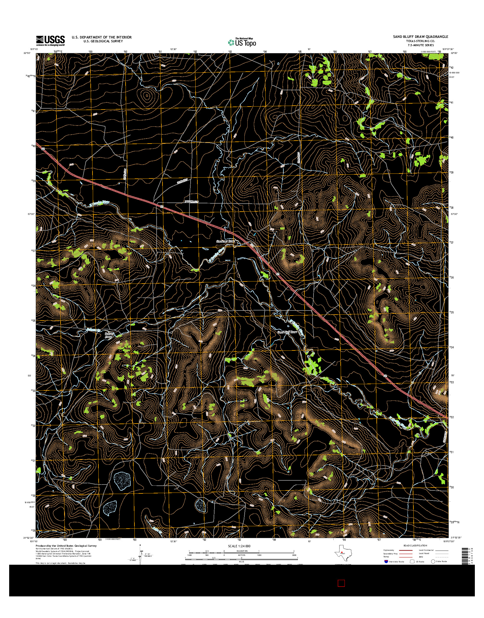 USGS US TOPO 7.5-MINUTE MAP FOR SAND BLUFF DRAW, TX 2016
