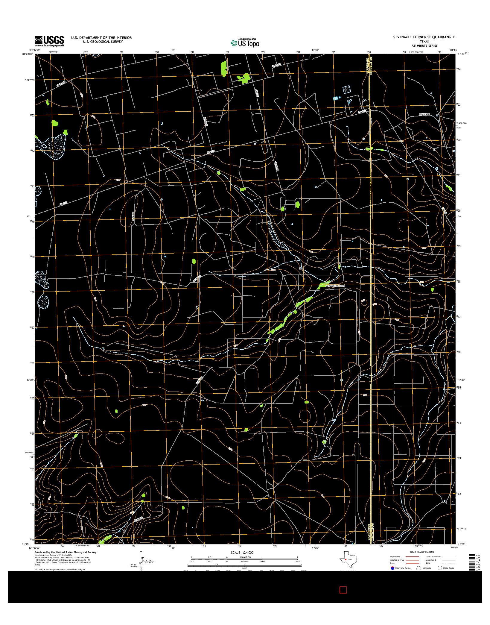 USGS US TOPO 7.5-MINUTE MAP FOR SEVENMILE CORNER SE, TX 2016