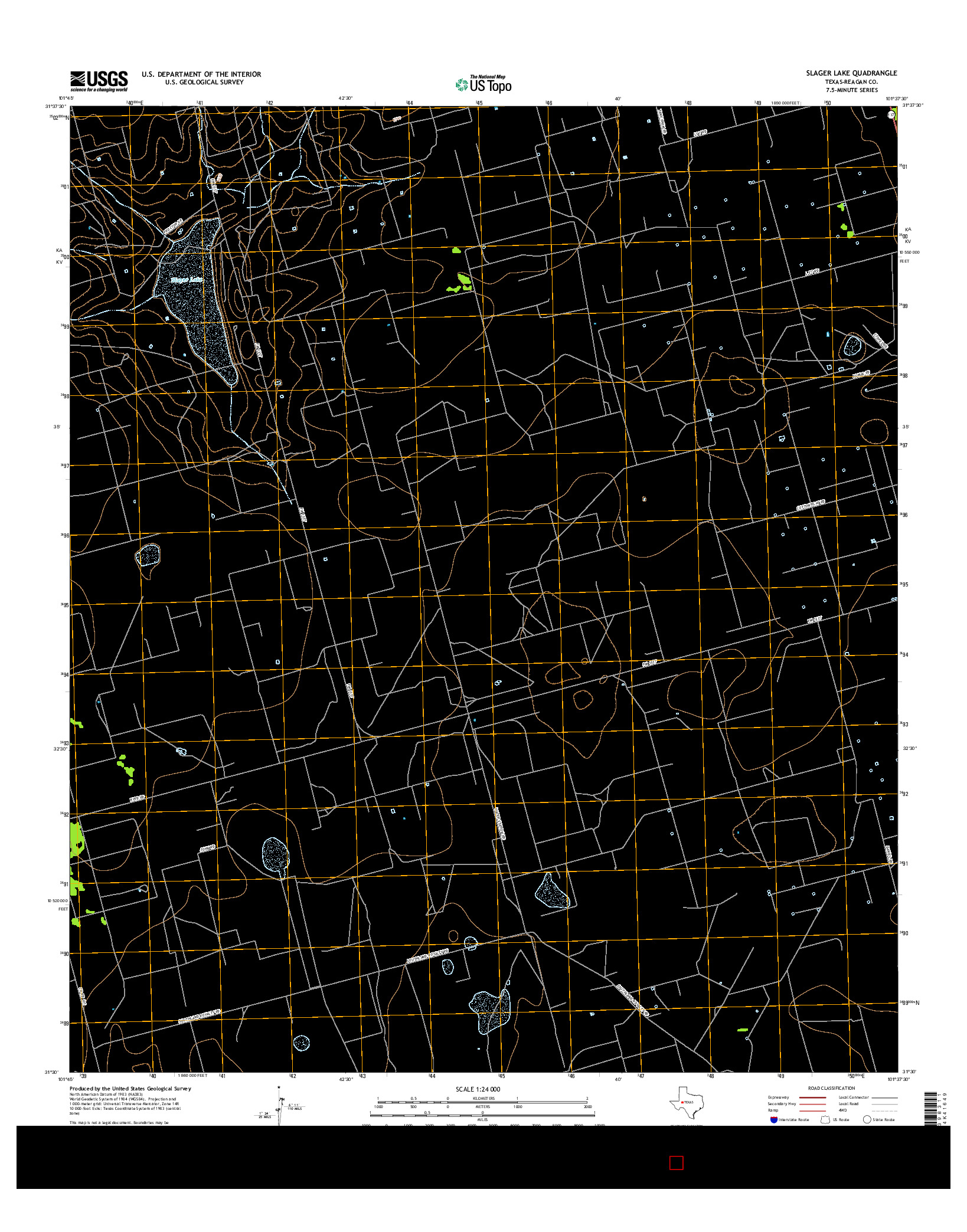 USGS US TOPO 7.5-MINUTE MAP FOR SLAGER LAKE, TX 2016