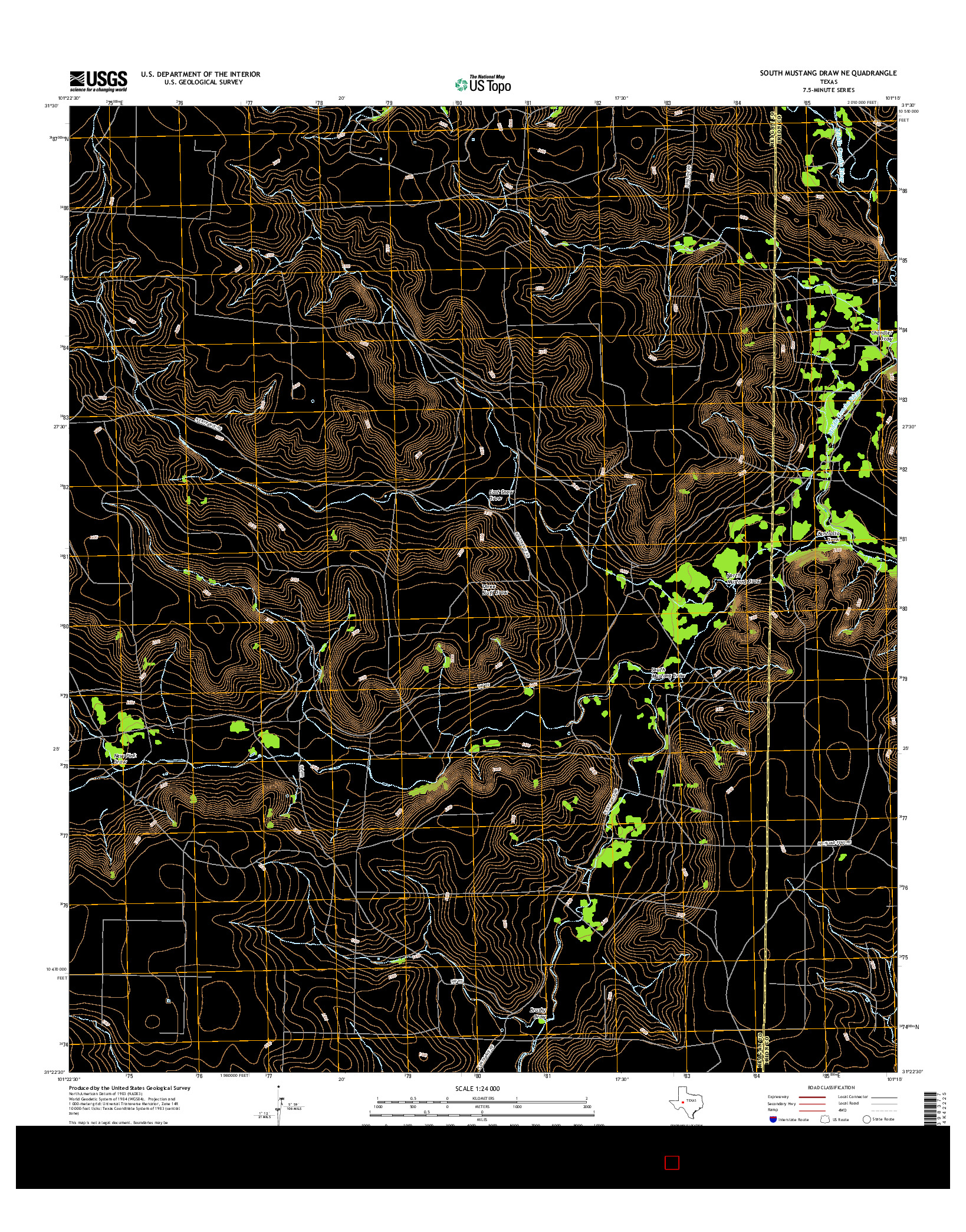 USGS US TOPO 7.5-MINUTE MAP FOR SOUTH MUSTANG DRAW NE, TX 2016