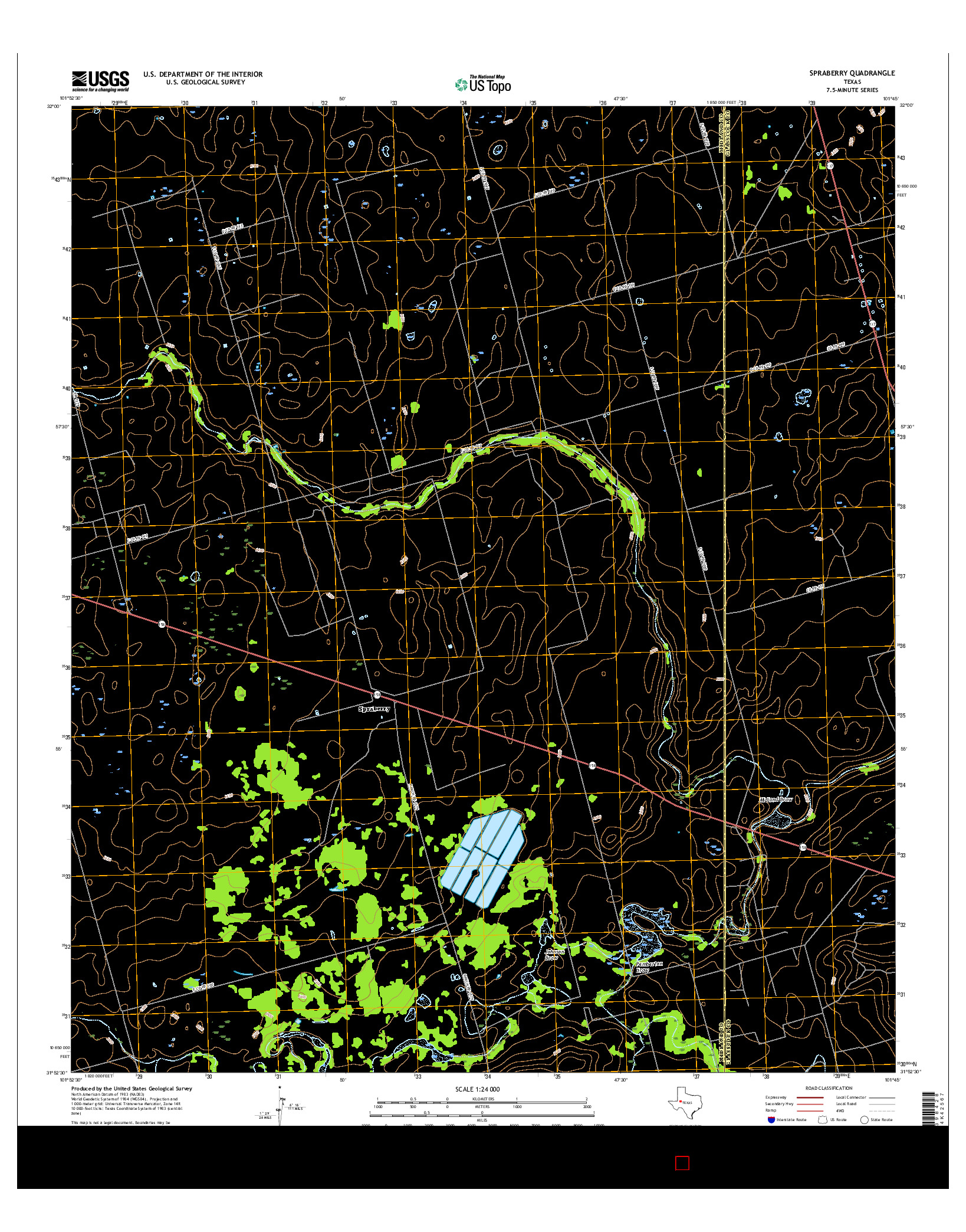 USGS US TOPO 7.5-MINUTE MAP FOR SPRABERRY, TX 2016