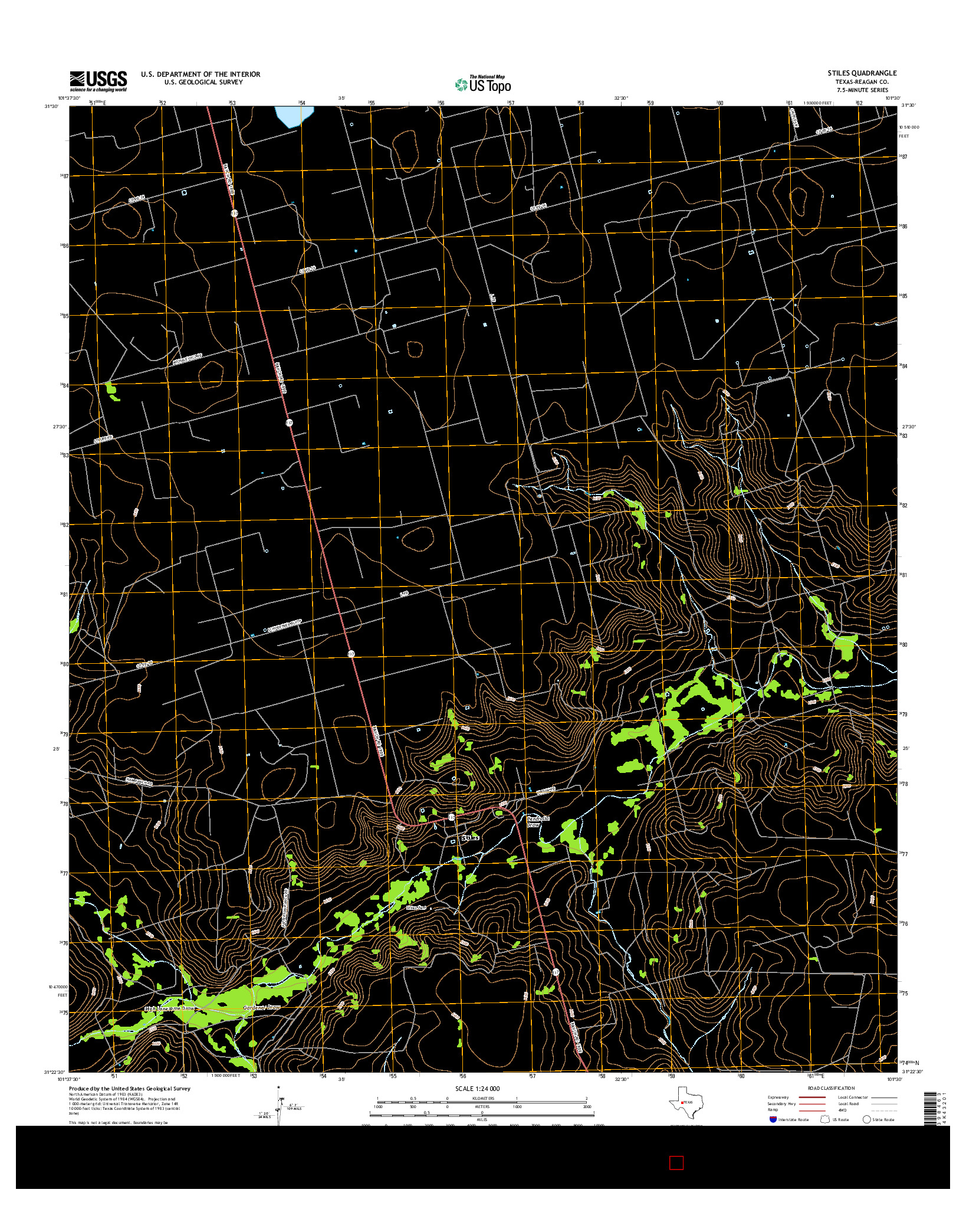 USGS US TOPO 7.5-MINUTE MAP FOR STILES, TX 2016