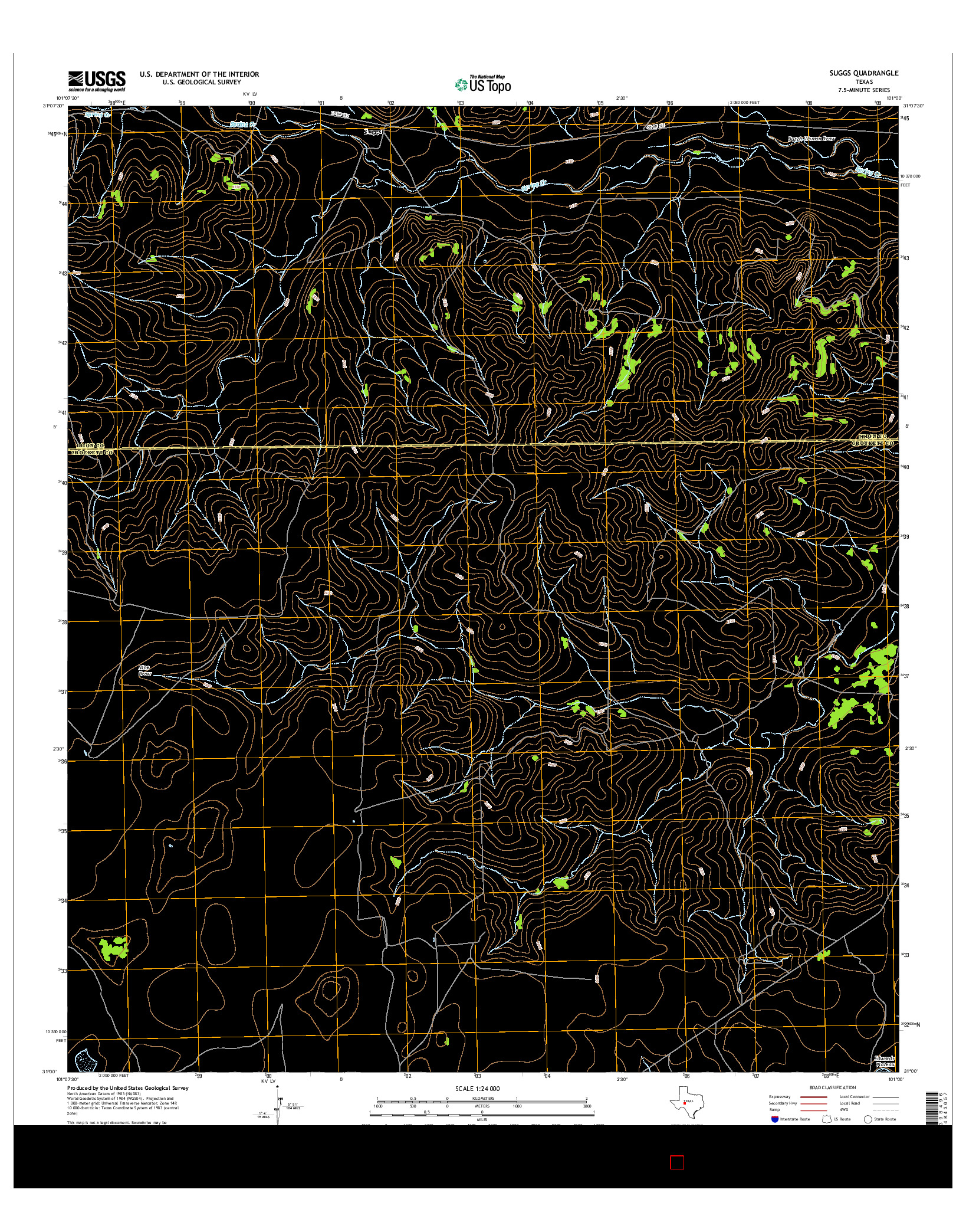 USGS US TOPO 7.5-MINUTE MAP FOR SUGGS, TX 2016